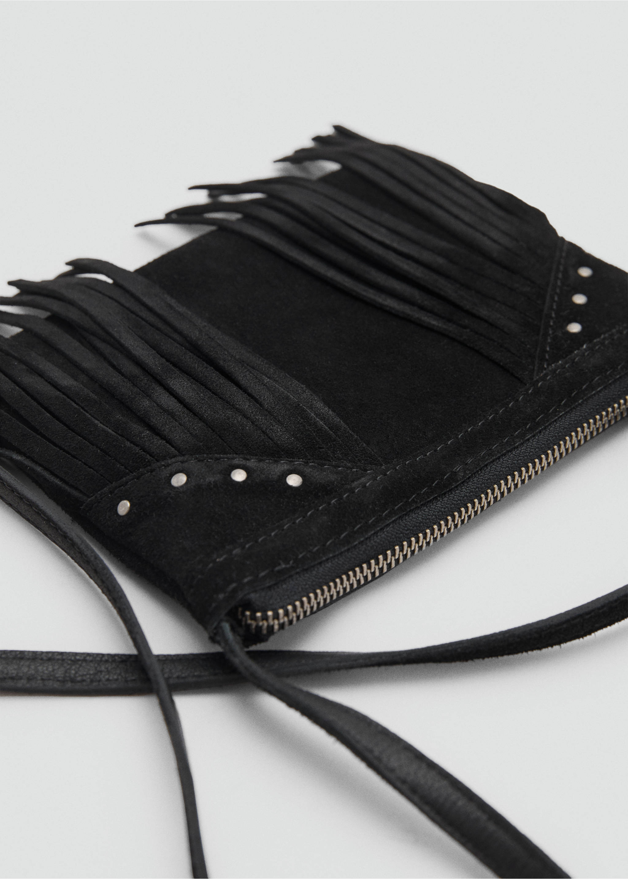 Bolso flecos piel - Detalle del artículo 2, Negro. Ref: 17056328-00.