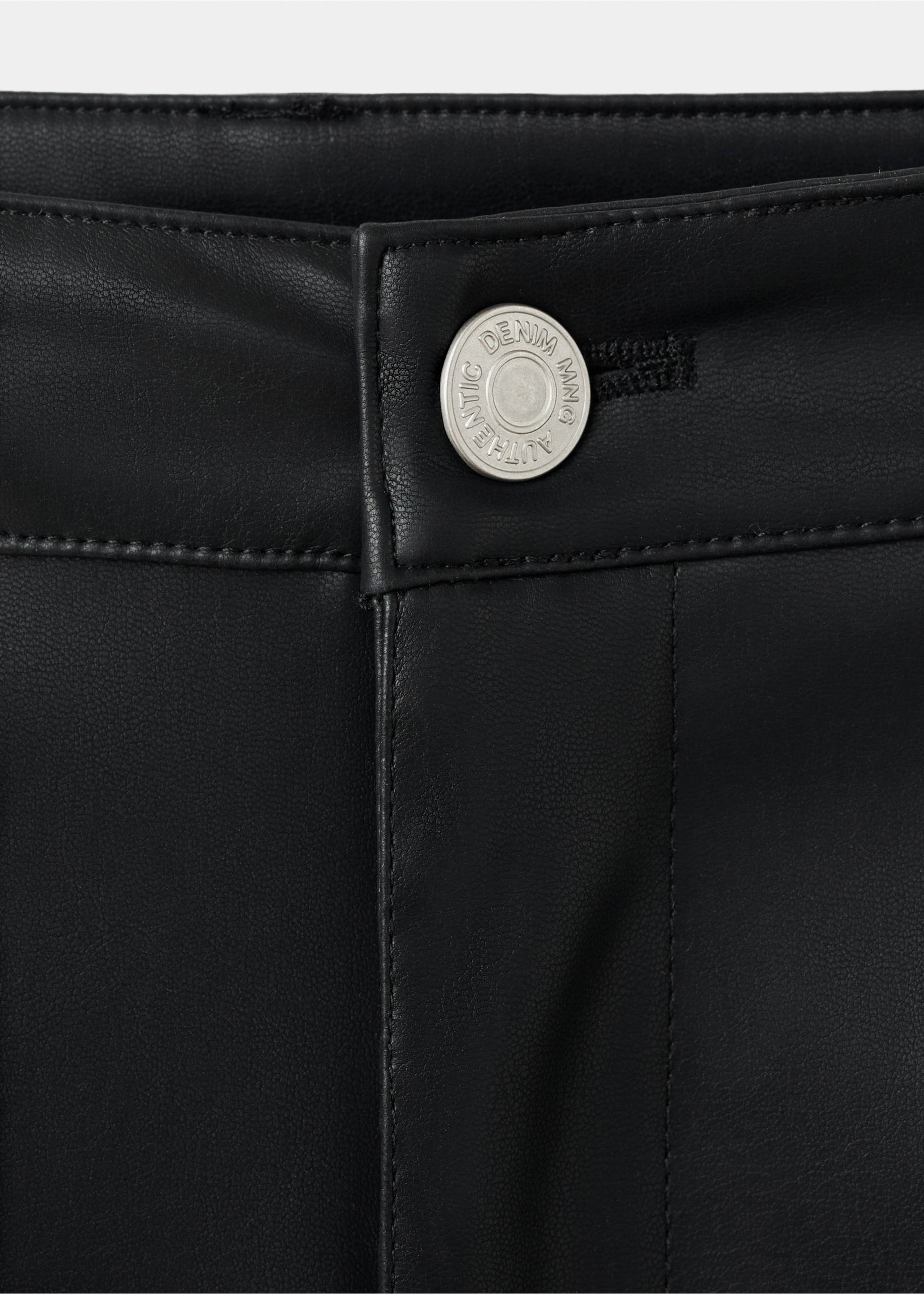 Straight leather-effect trousers - Details of the article 8, Black. Ref: 17056331-00.