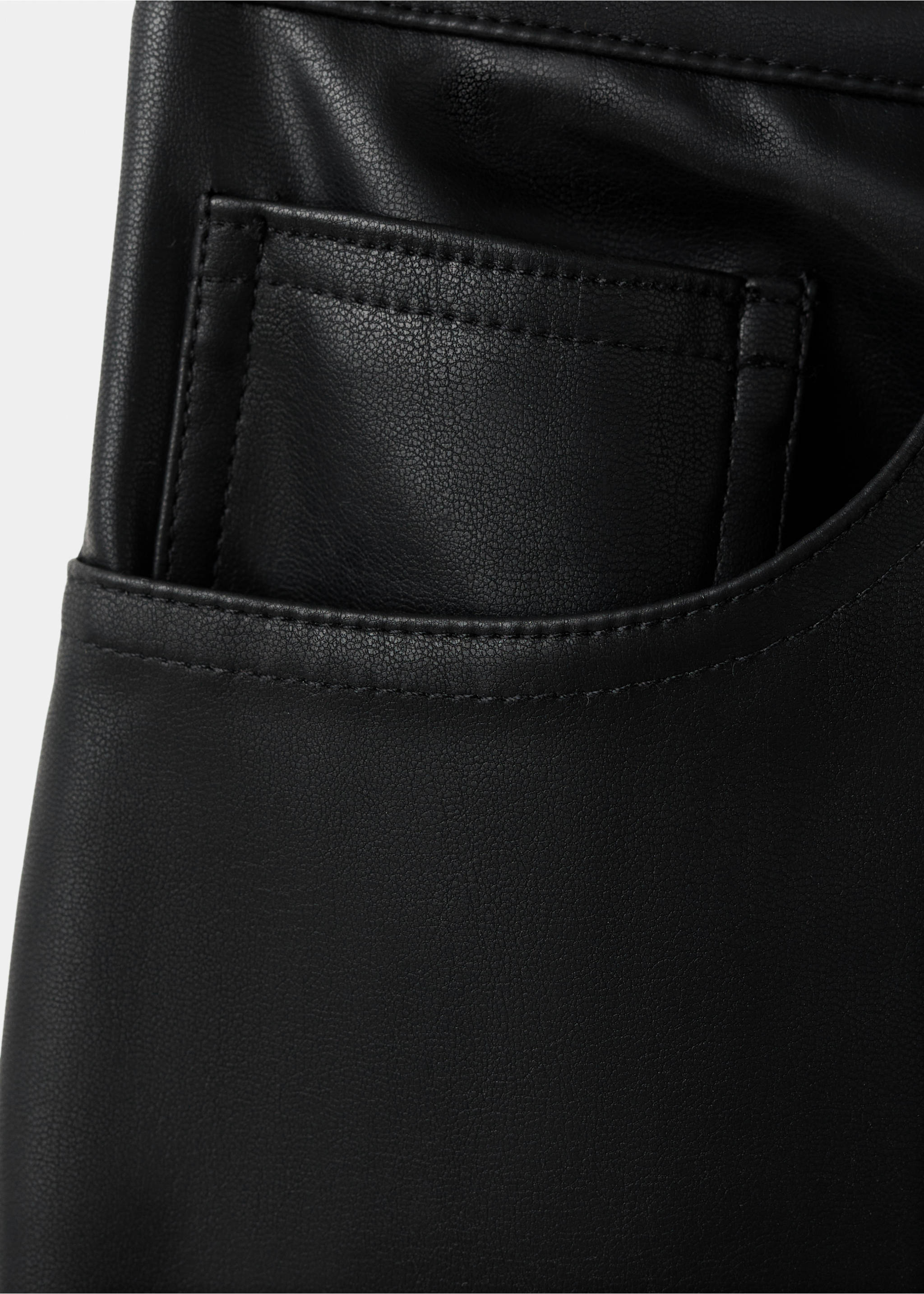 Straight leather-effect trousers - Details of the article 0, Black. Ref: 17056331-00.