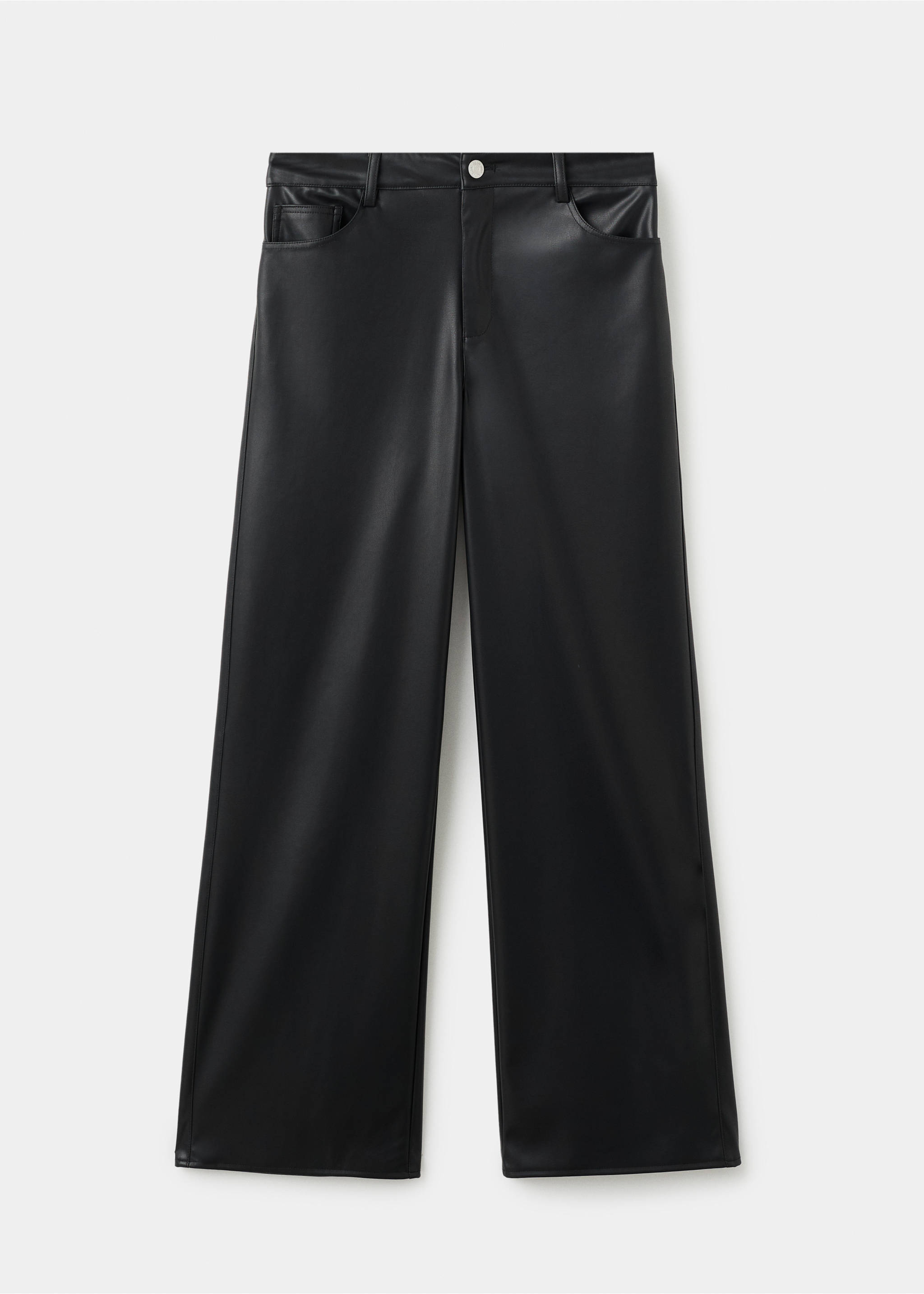 Straight leather-effect trousers - Article without model, Black. Ref: 17056331-00.
