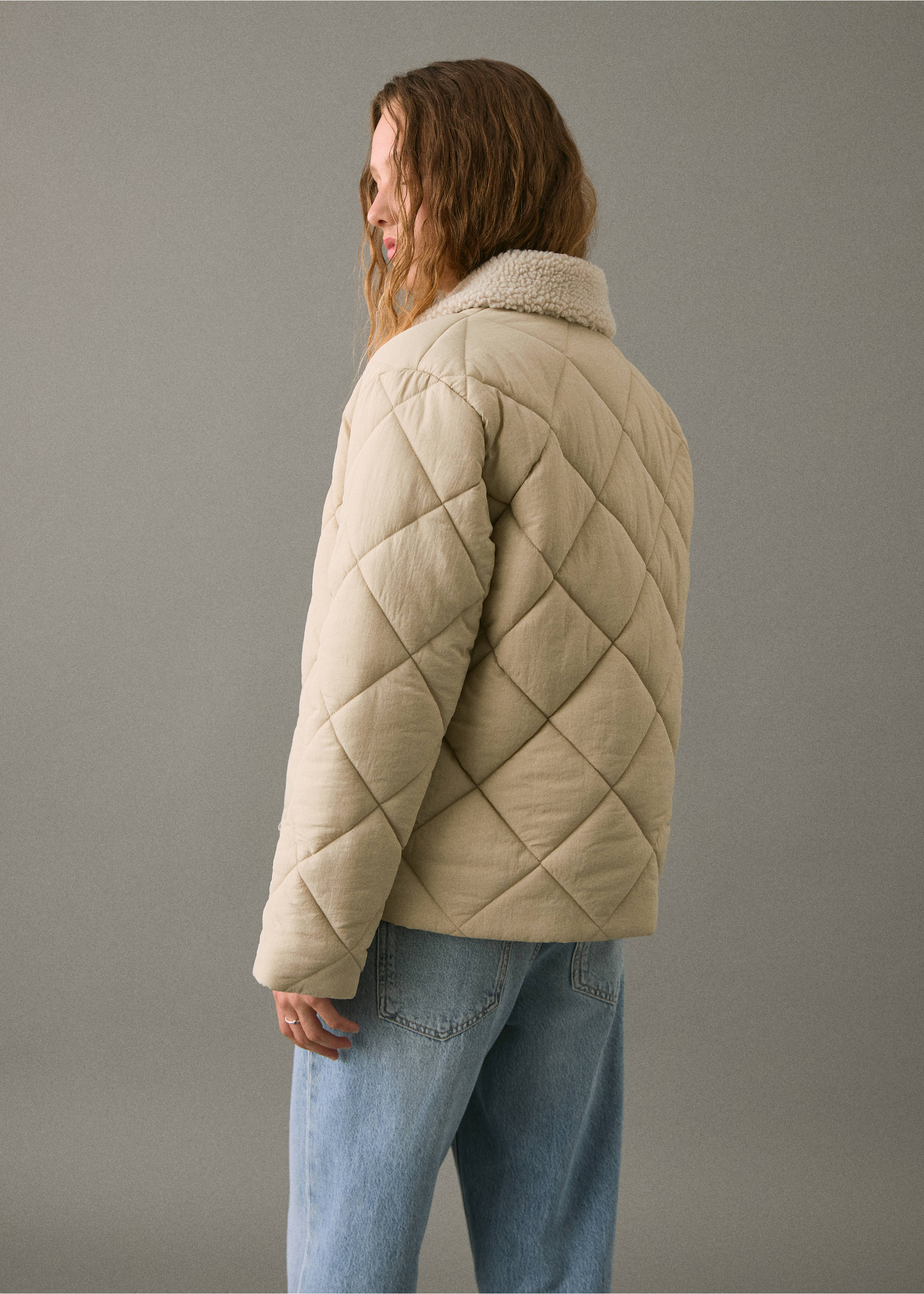 Pocket quilted jacket - Reverse of the article, Beige. Ref: 17056333-00.