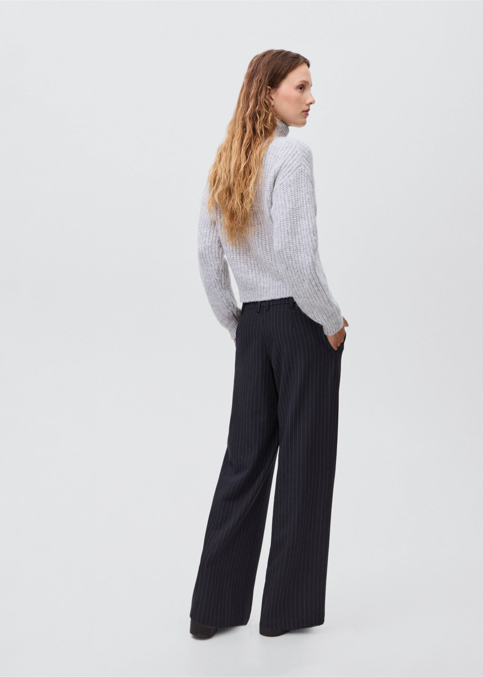 Pantalon rayé de costume - Verso de l’article, Bleu marine. Ref: 17056337-00.