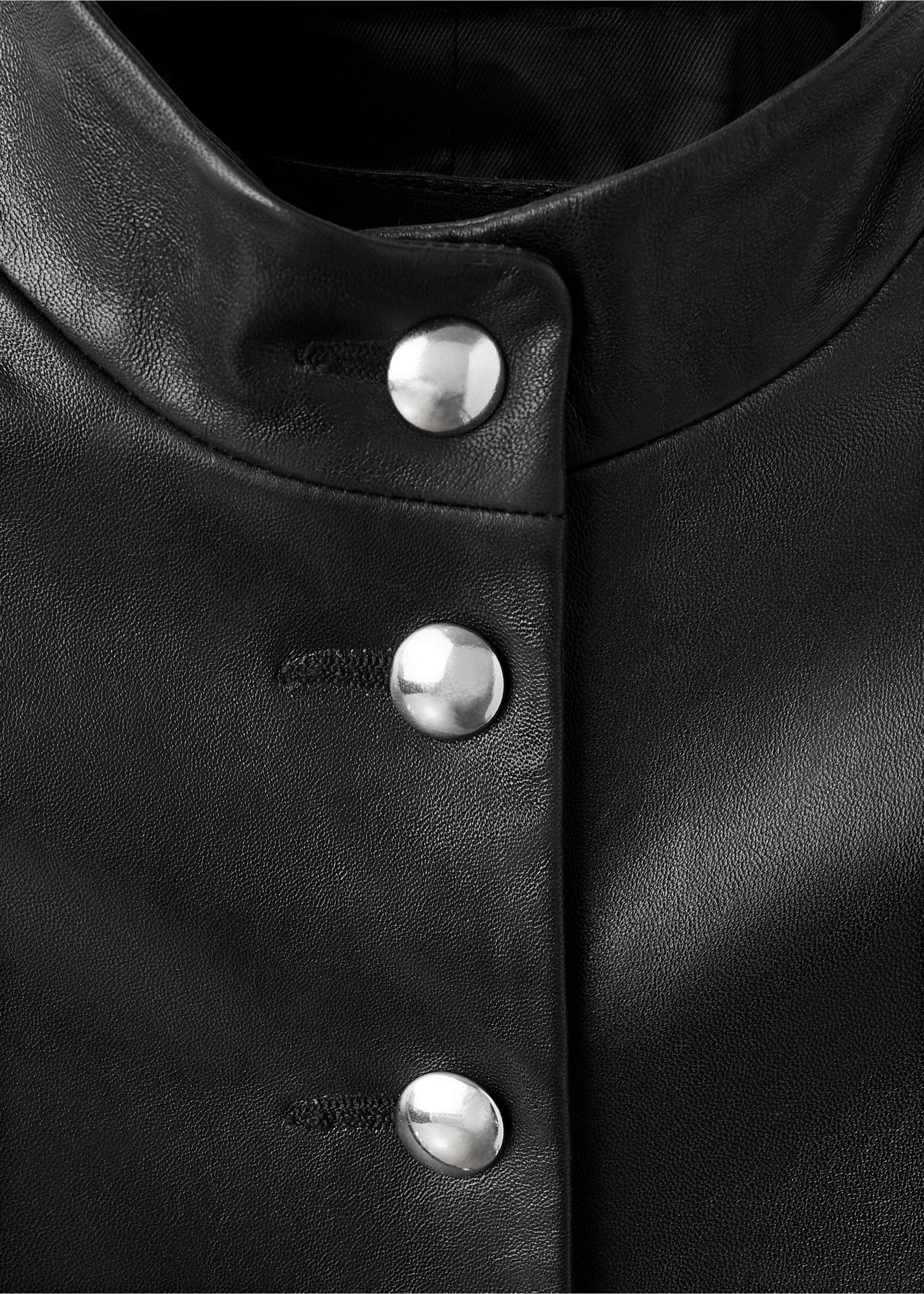 Jaqueta 100% pell botons - Detall de l'article 8, Negre. Ref: 17056344-00.