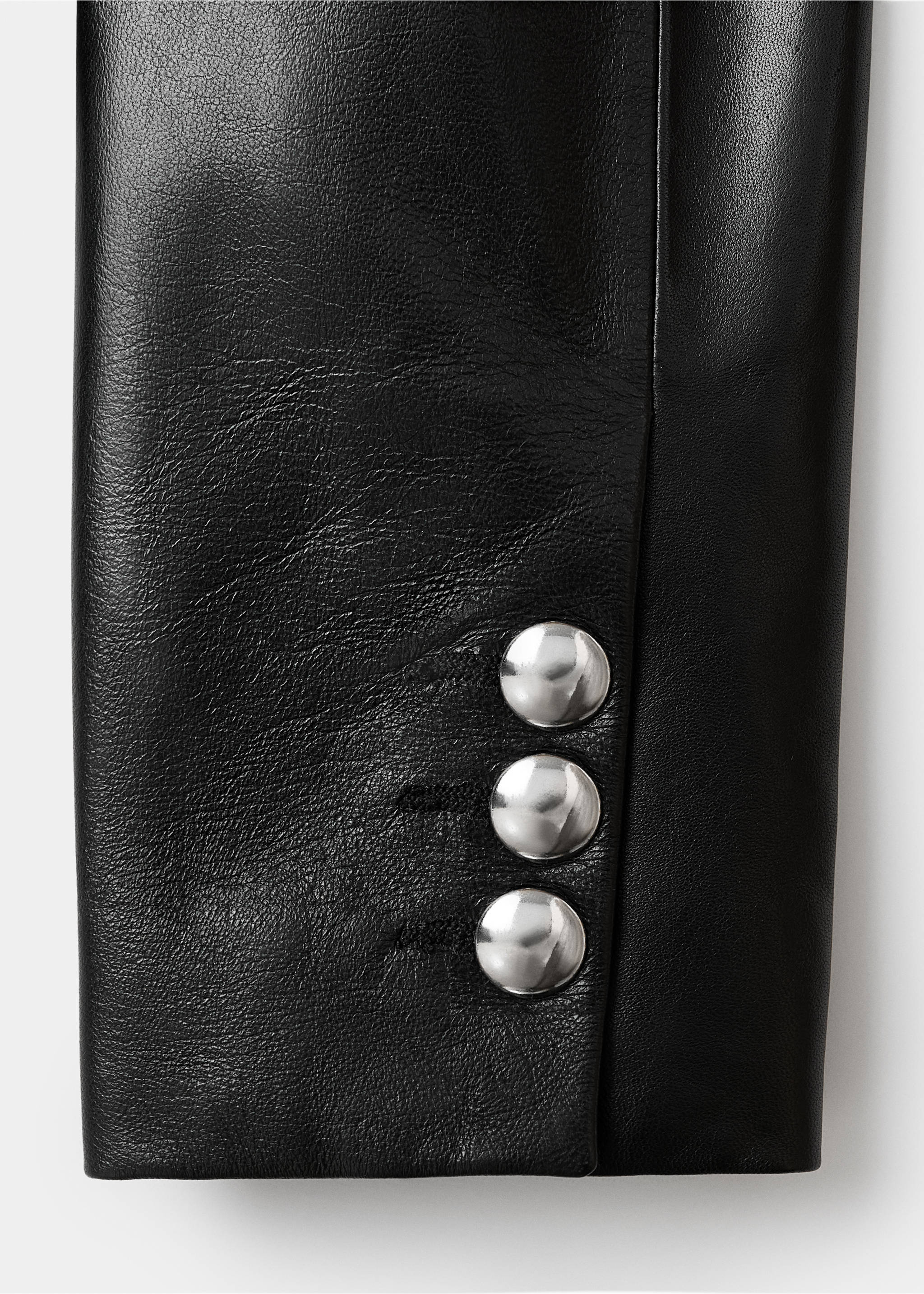 Jaqueta 100% pell botons - Detall de l'article 0, Negre. Ref: 17056344-00.