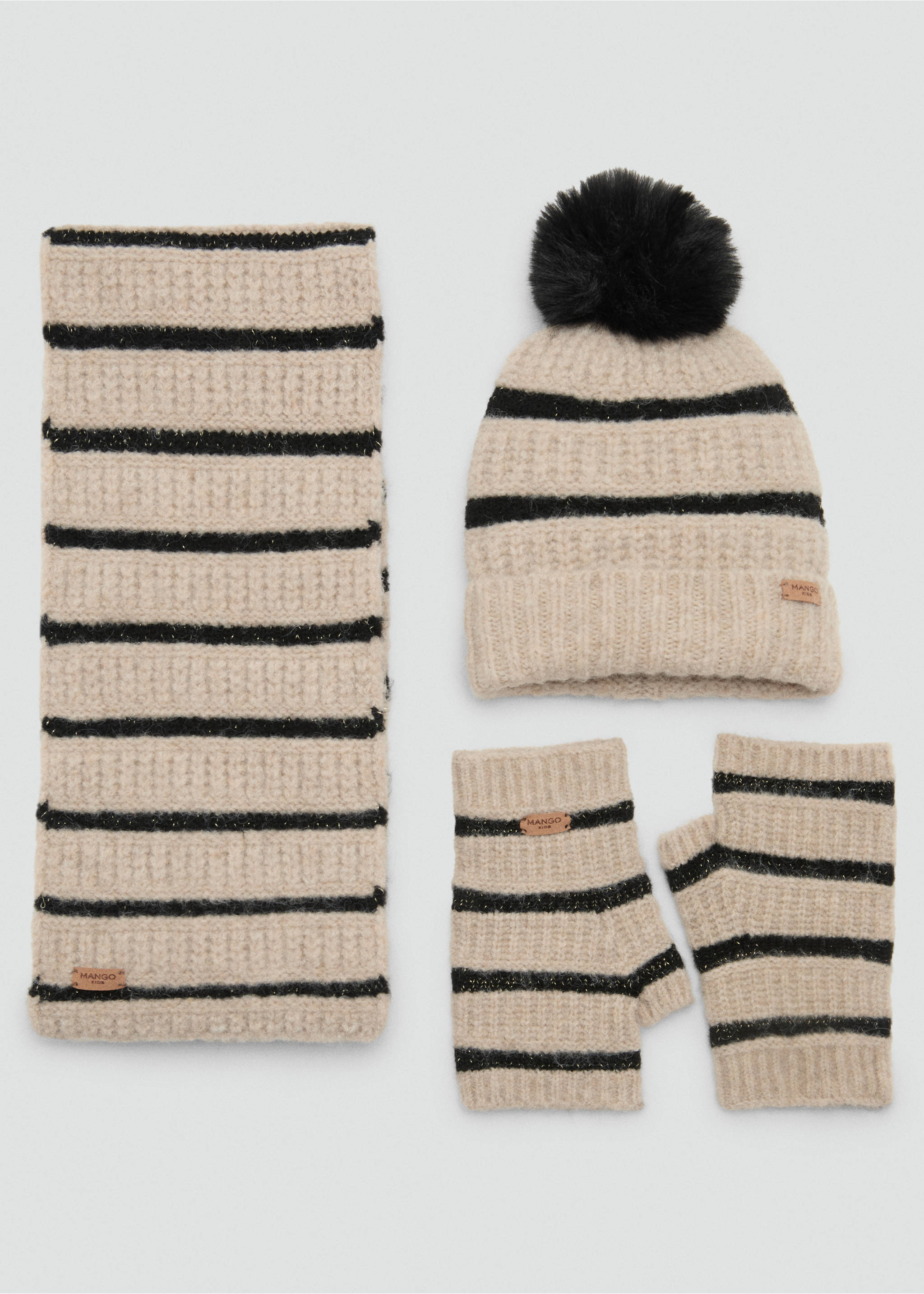 Strickhandschuhe mit Streifenmuster - Detail des Artikels 1, Sandfarben. Ref: 17056348-00.
