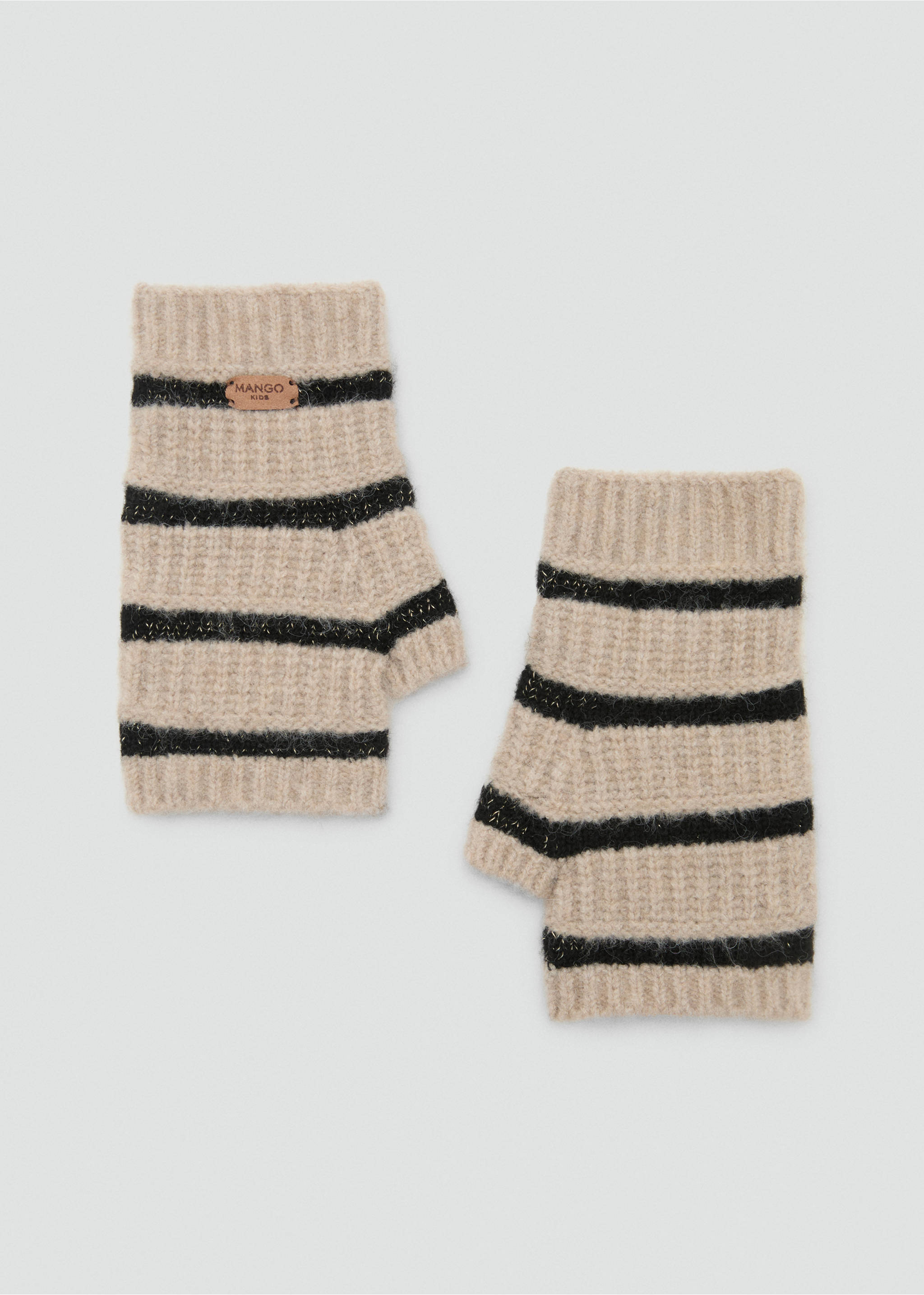Strickhandschuhe mit Streifenmuster - Artikel ohne Model, Sandfarben. Ref: 17056348-00.