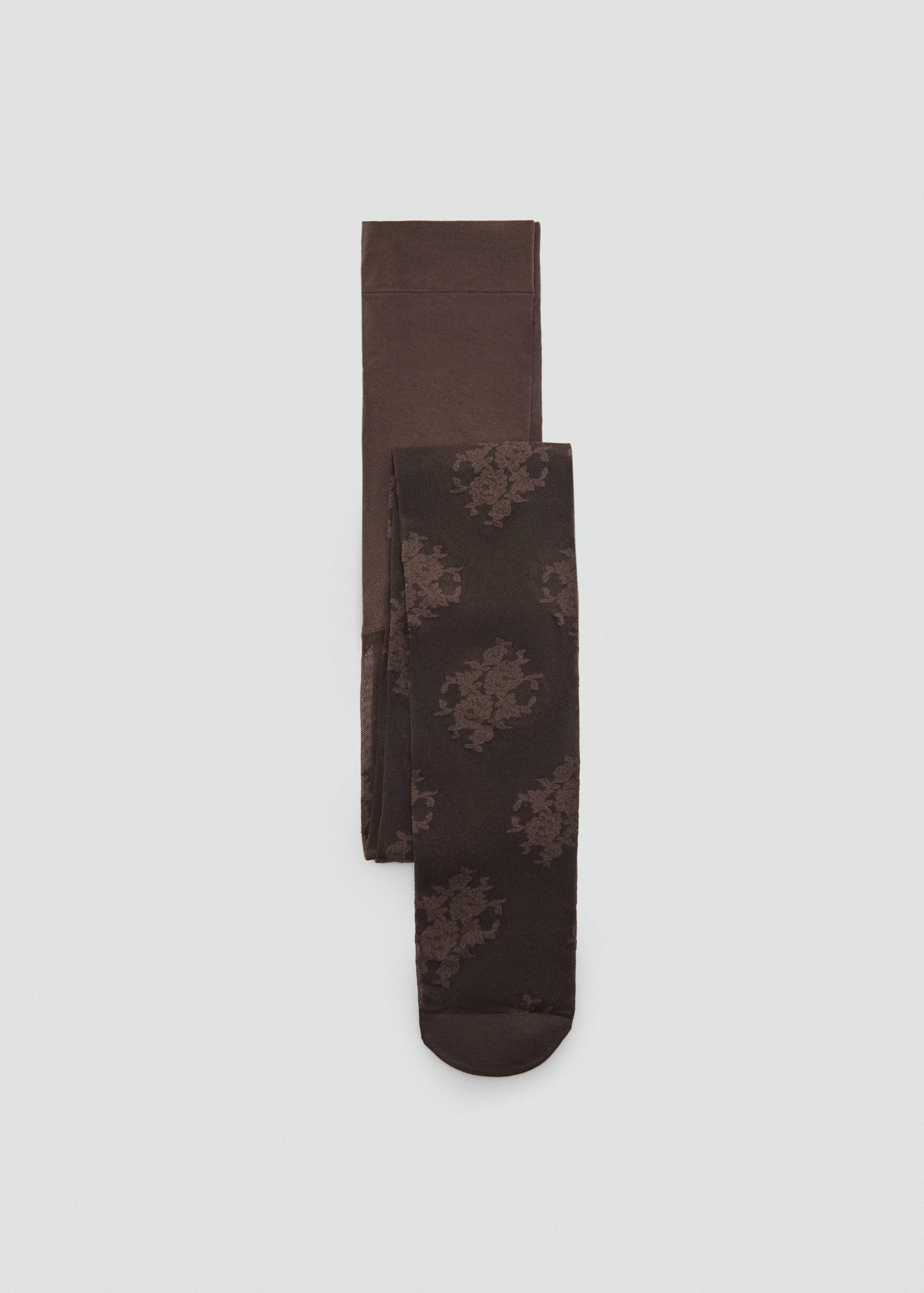 Fine jacquard stockings - Article without model, Chocolate. Ref: 17056350-00.