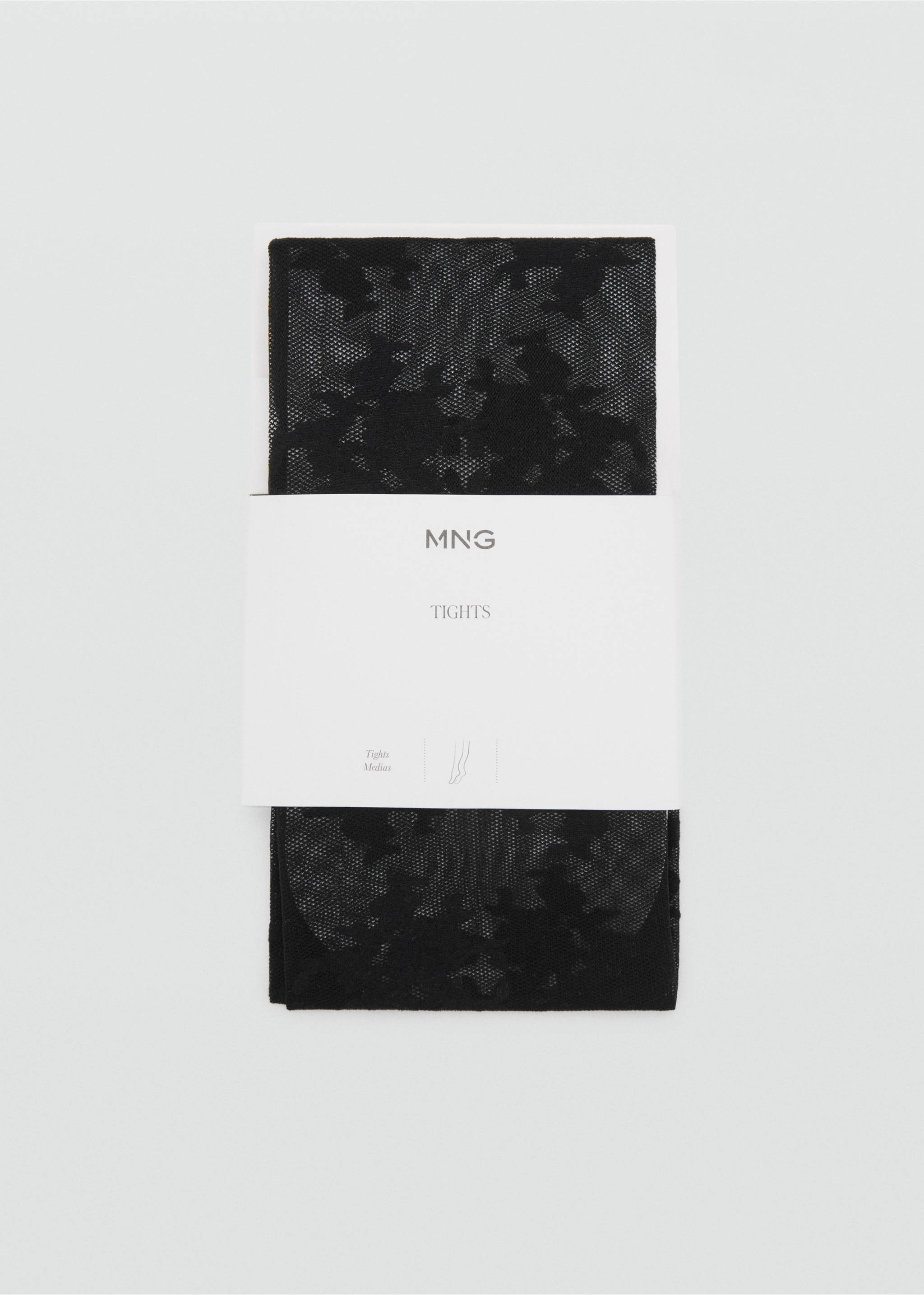 Fine jacquard stockings - Details of the article 1, Black. Ref: 17056350-00.