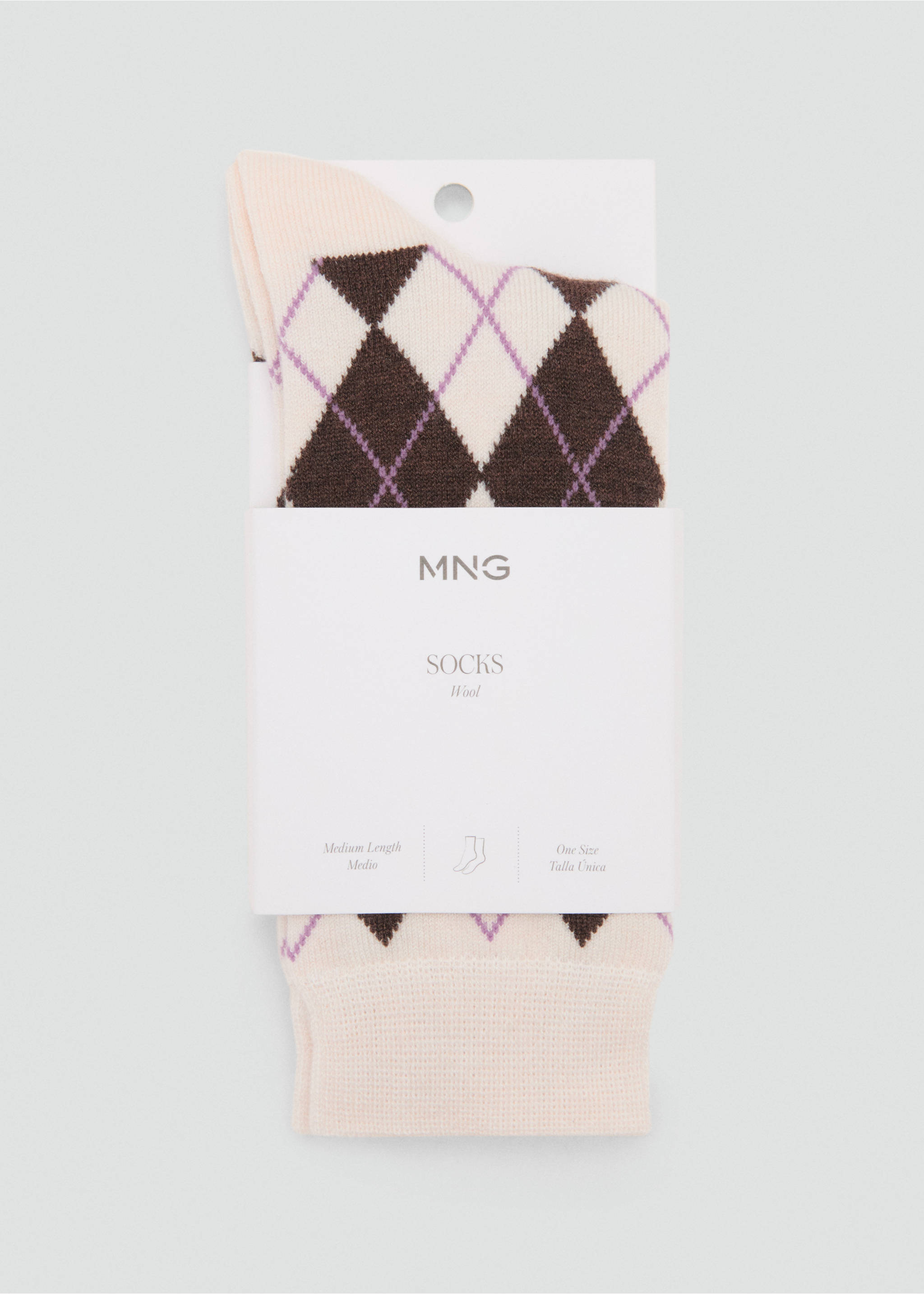 Argyle socks - Details of the article 2, Ecru. Ref: 17056351-00.