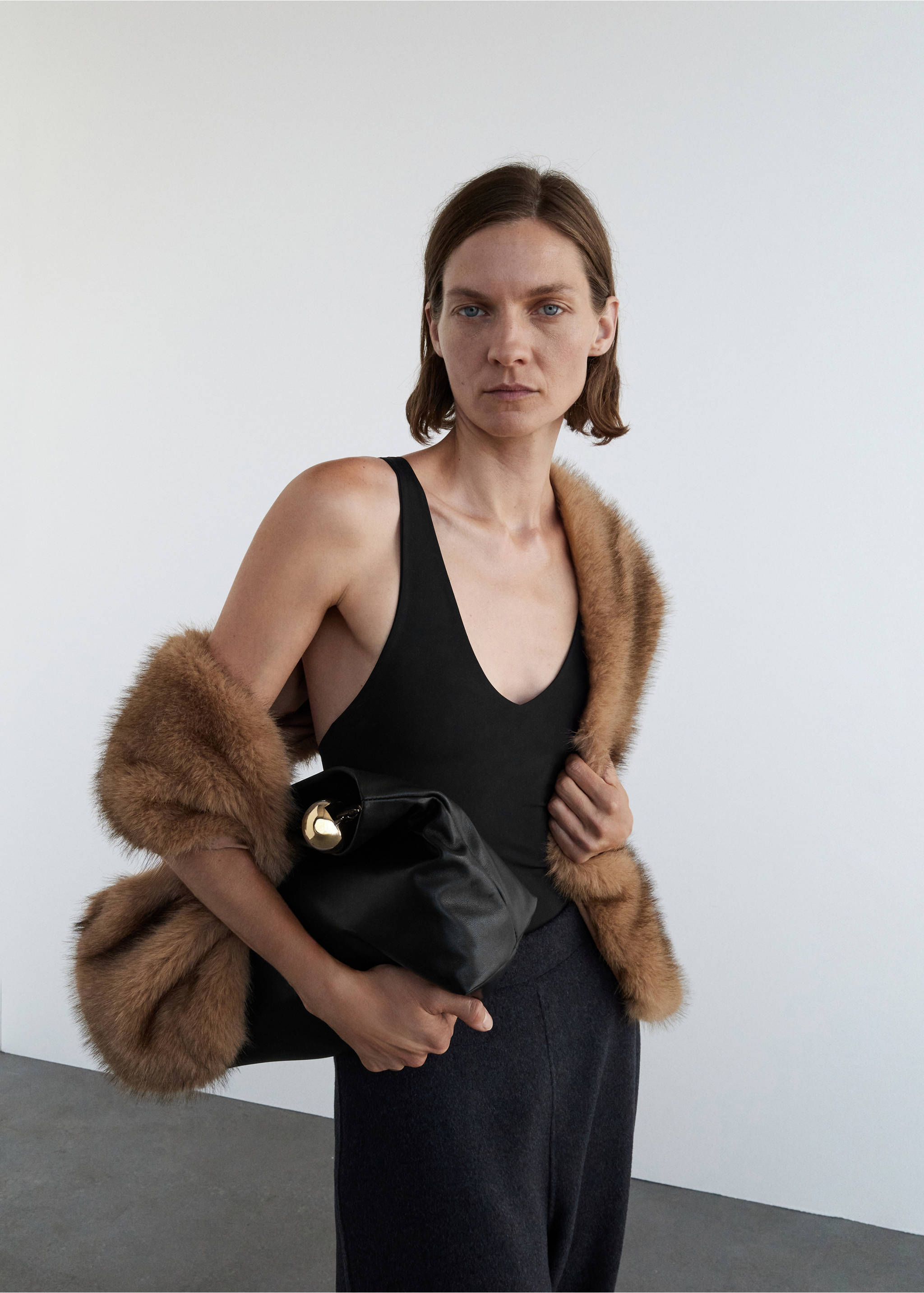 Faux-fur scarf - General plane, Brown. Ref: 17056354-00.