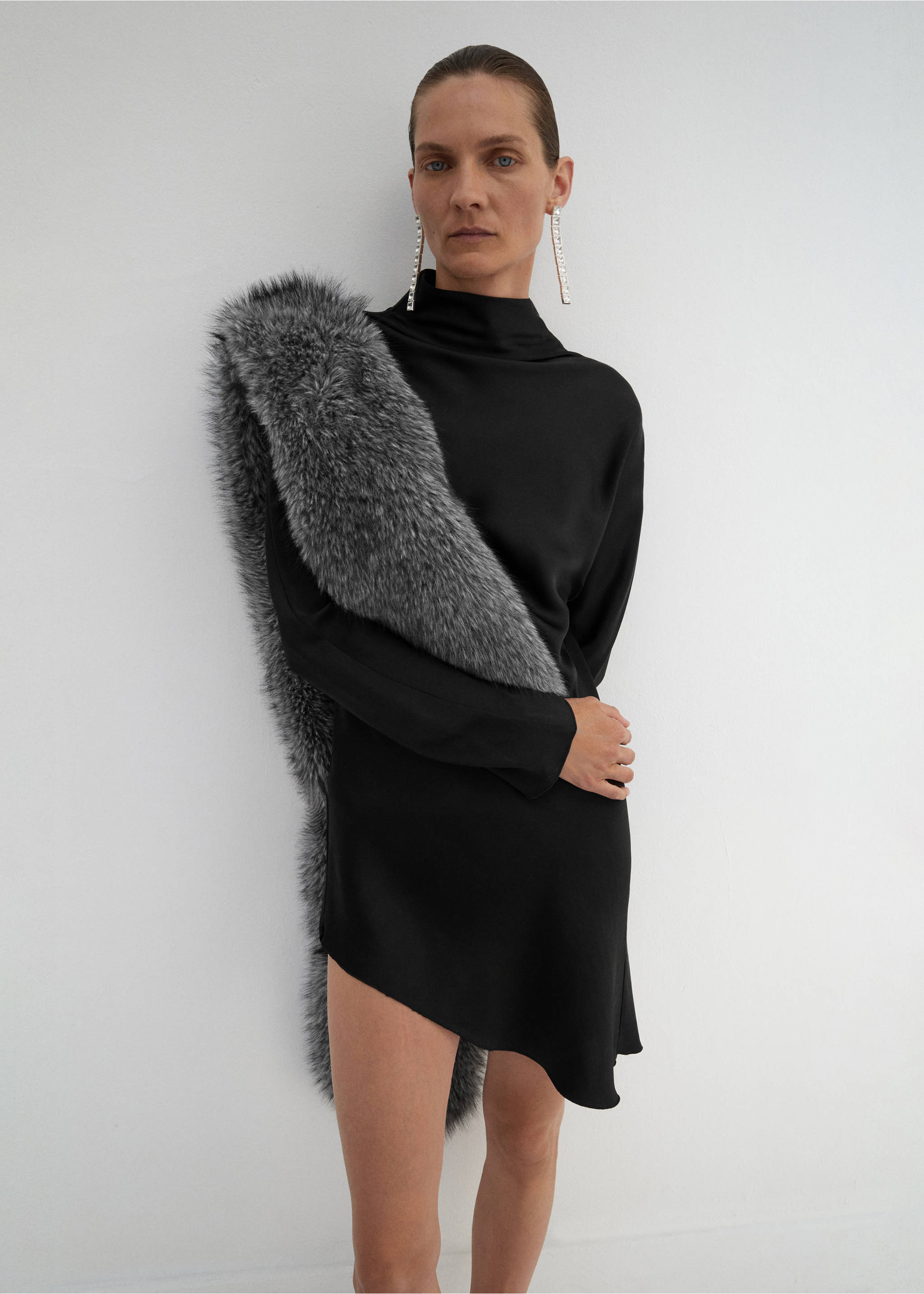 Faux-fur scarf - General plane, Grey. Ref: 17056354-00.