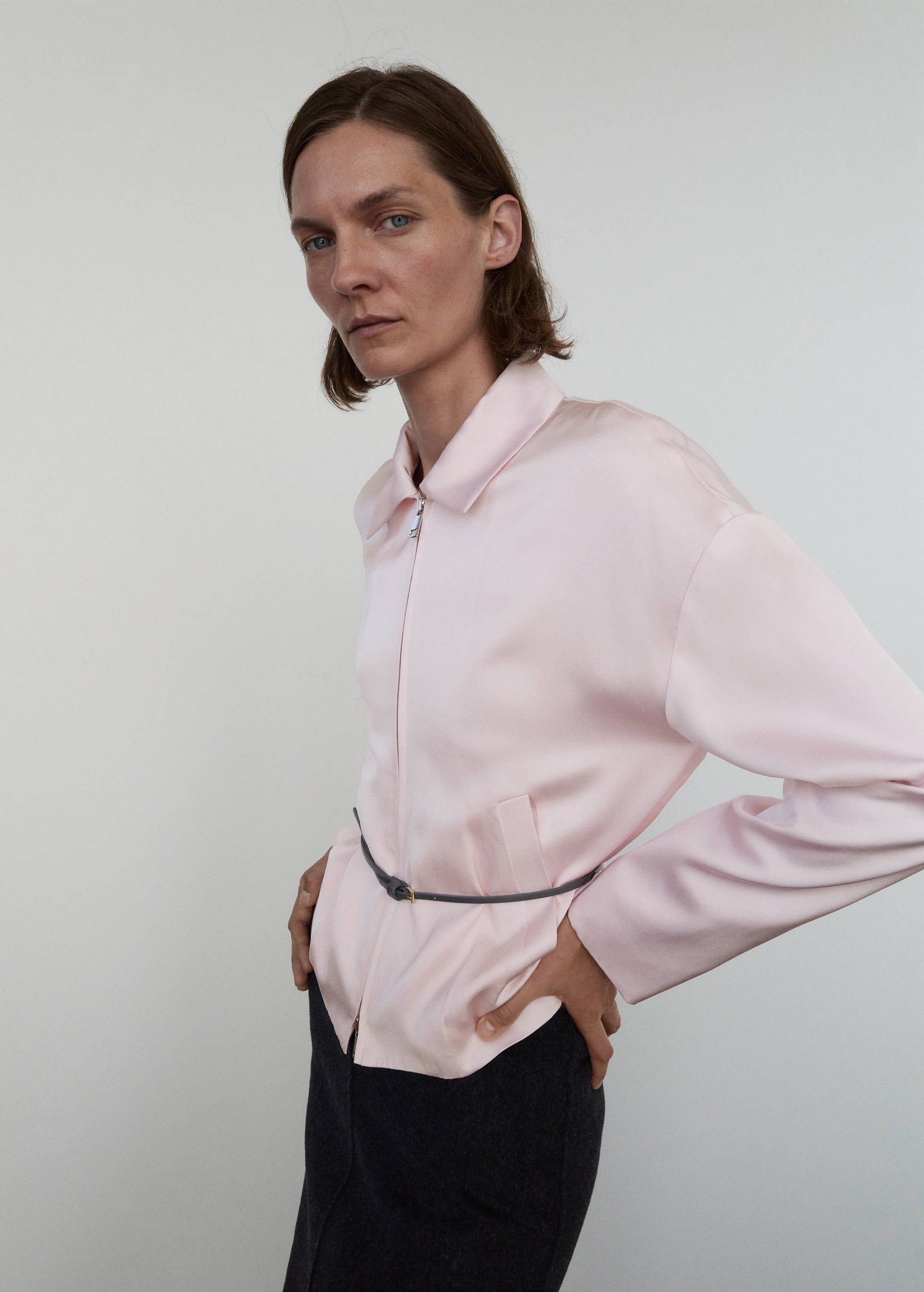 Satin jacket with zip - Medium plane