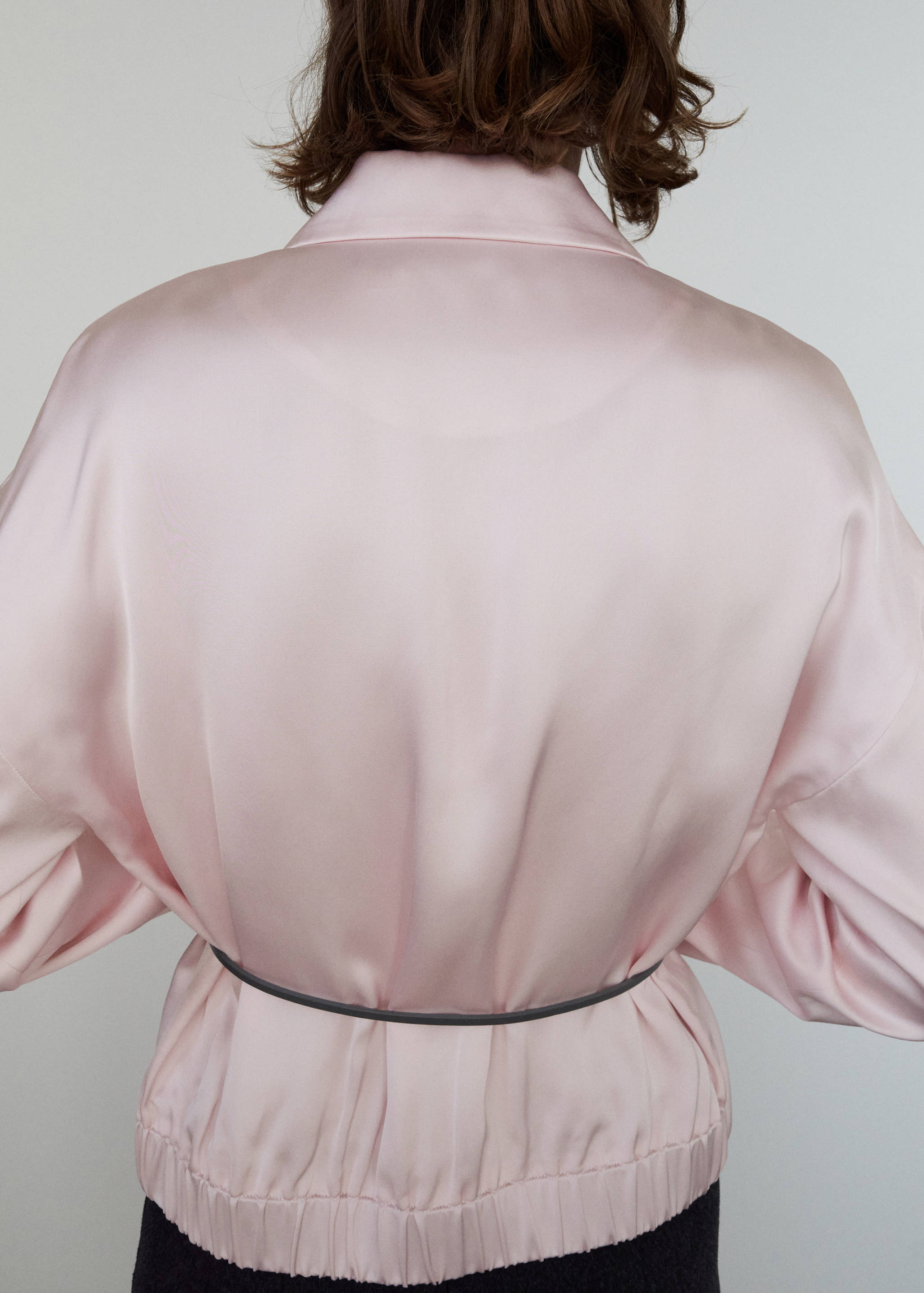 Satin jacket with zip - Reverse of the article