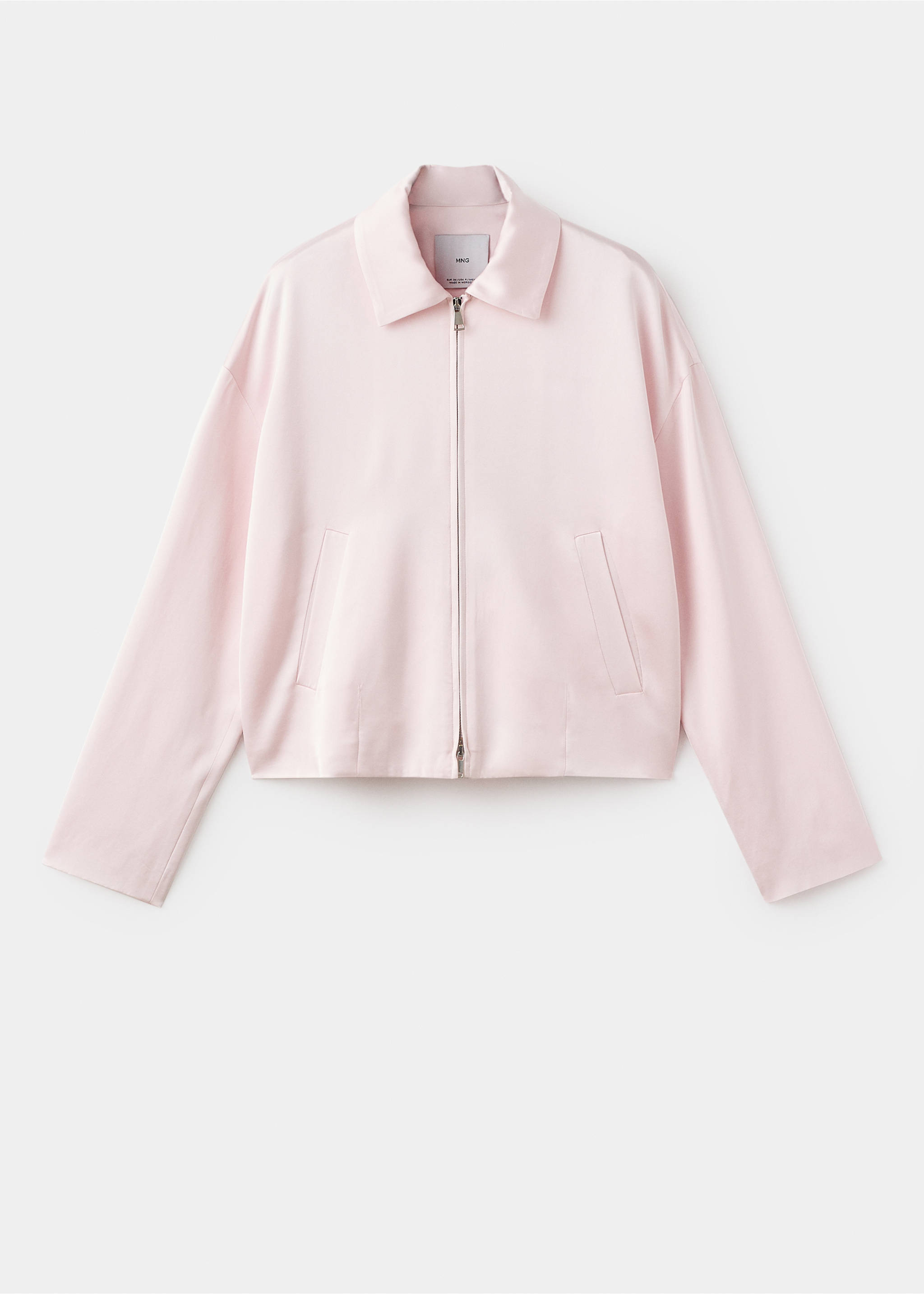 Satin jacket with zip - Article without model, Pastel Pink. Ref: 17056361-00.