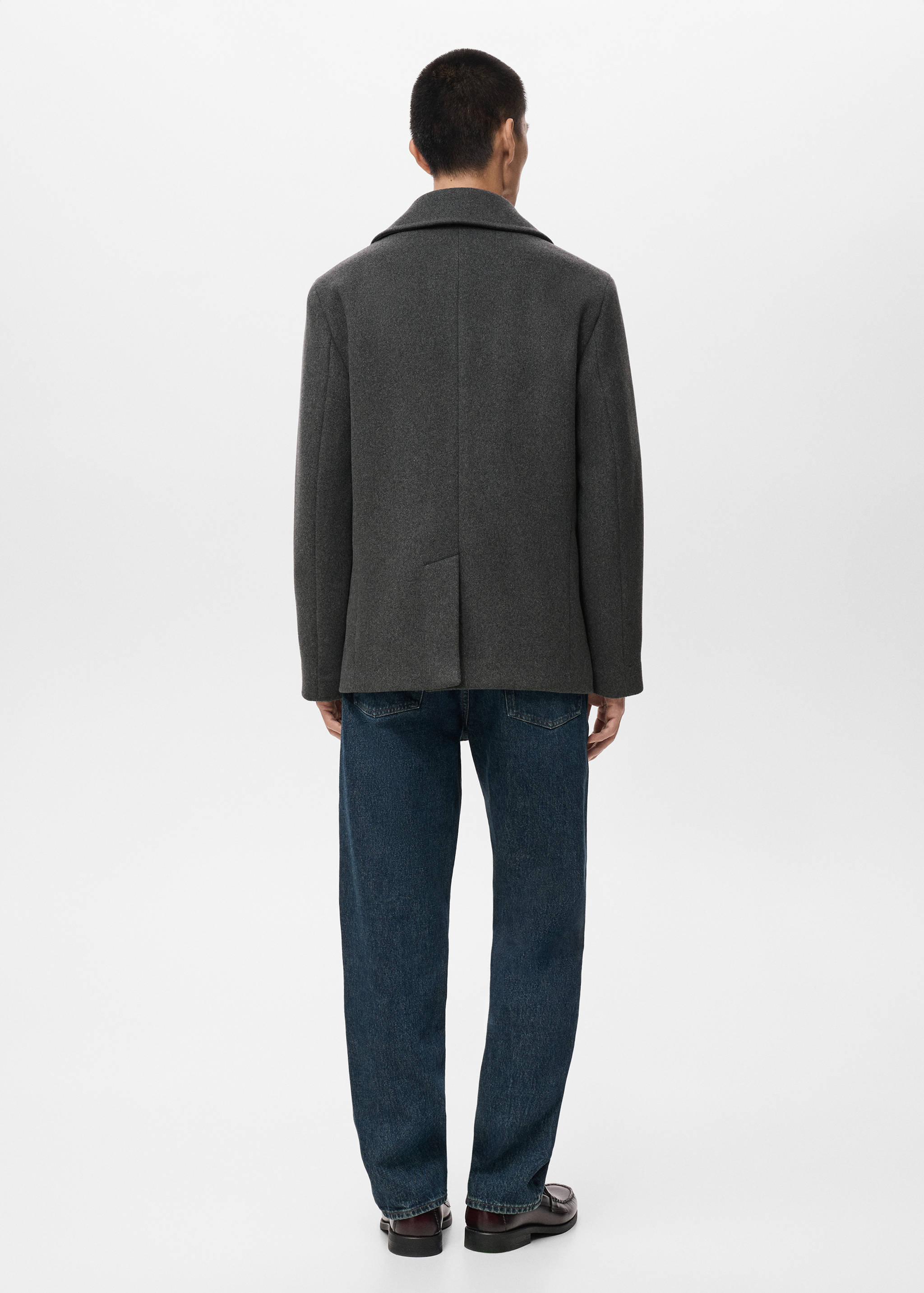 Wool double-breasted coat with buttons - Reverse of the article