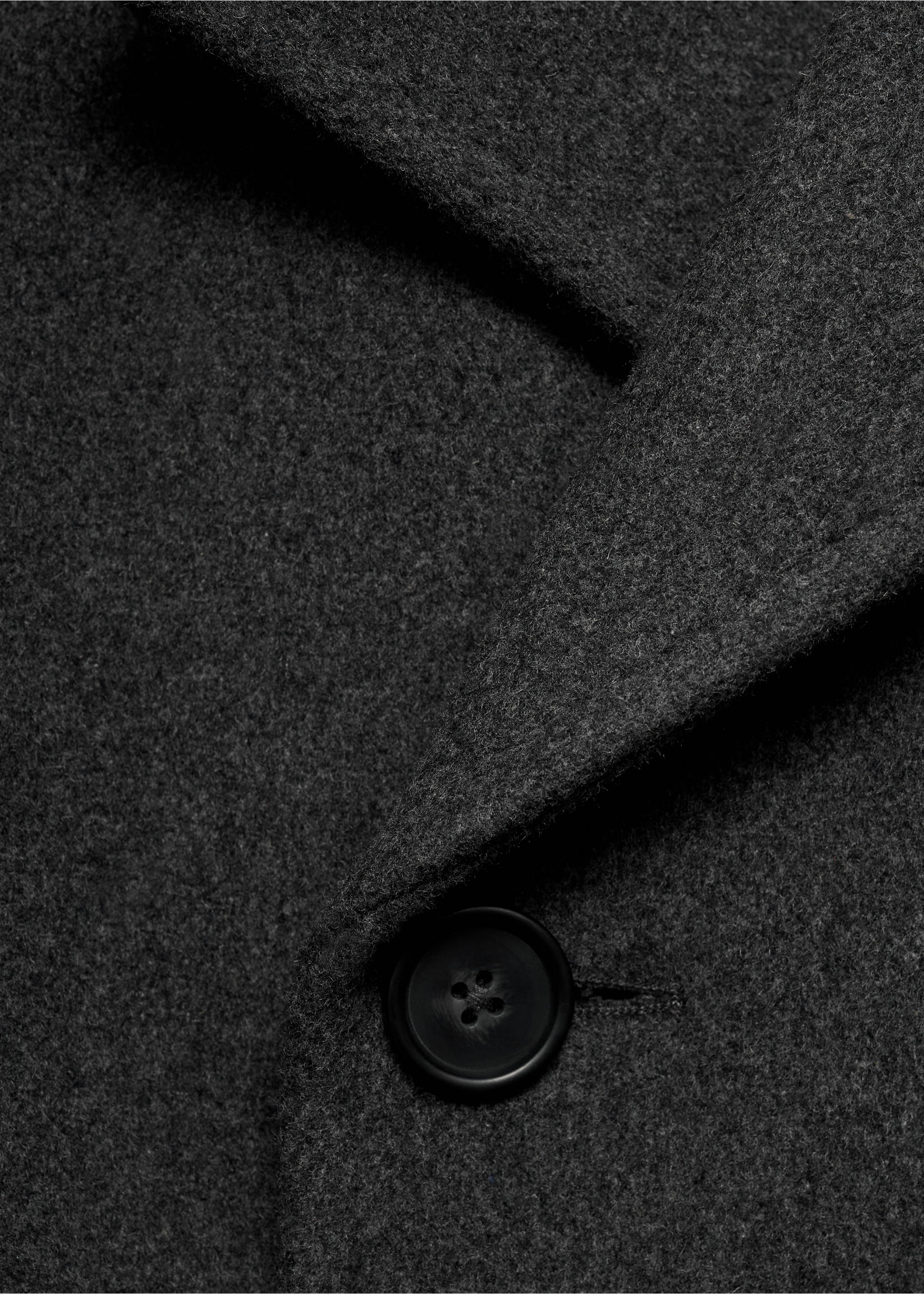 Wool double-breasted coat with buttons - Details of the article 8, Grey. Ref: 17056722-00.
