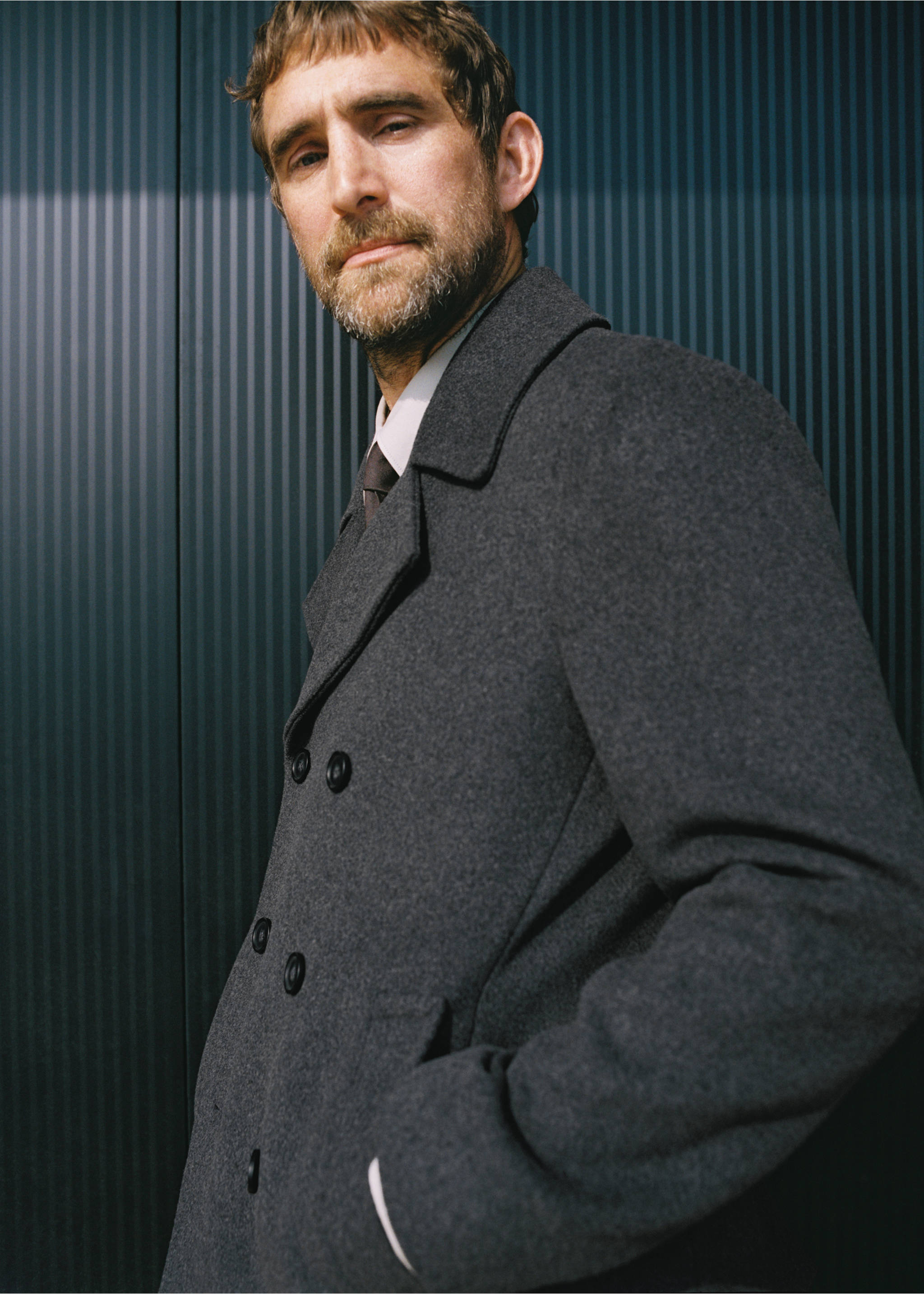 Wool double-breasted coat with buttons - Details of the article 3, Grey. Ref: 17056722-00.