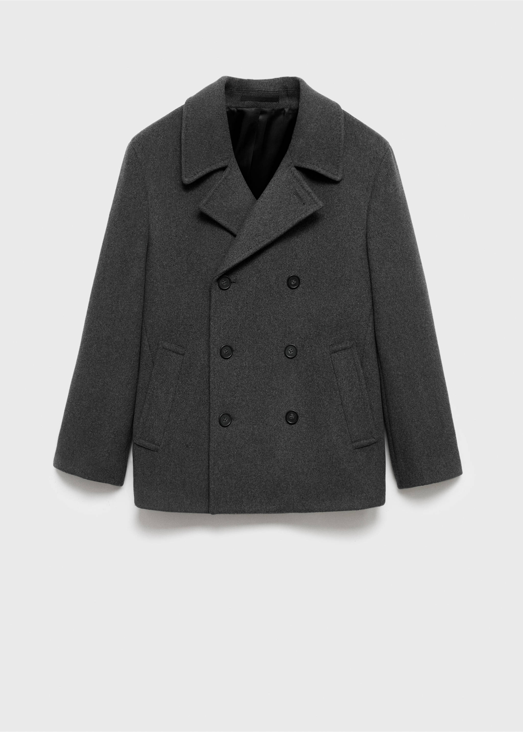 Wool double-breasted coat with buttons - Article without model, Grey. Ref: 17056722-00.