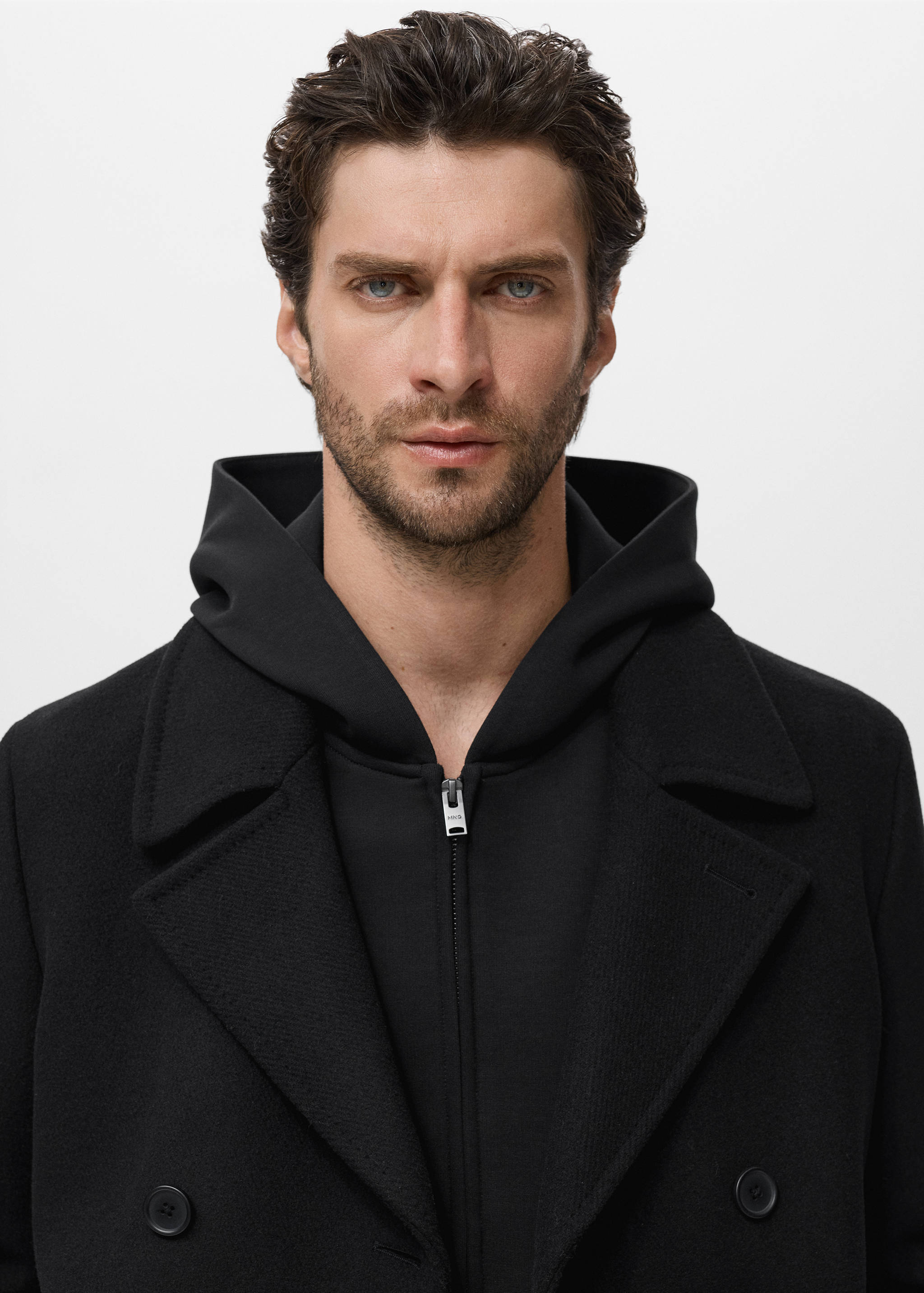 Wool double-breasted coat with buttons - Details of the article 1