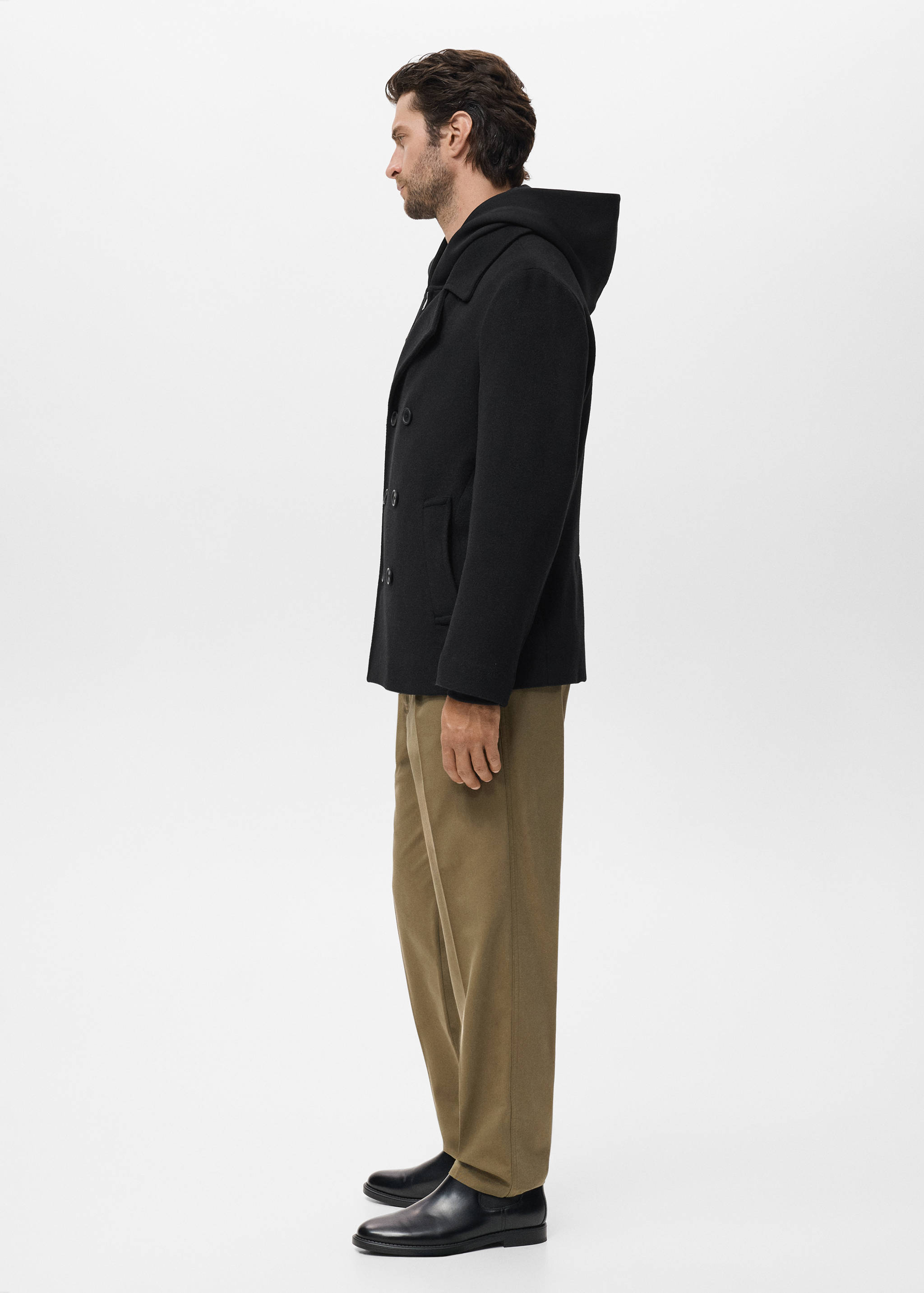 Wool double-breasted coat with buttons - Details of the article 2