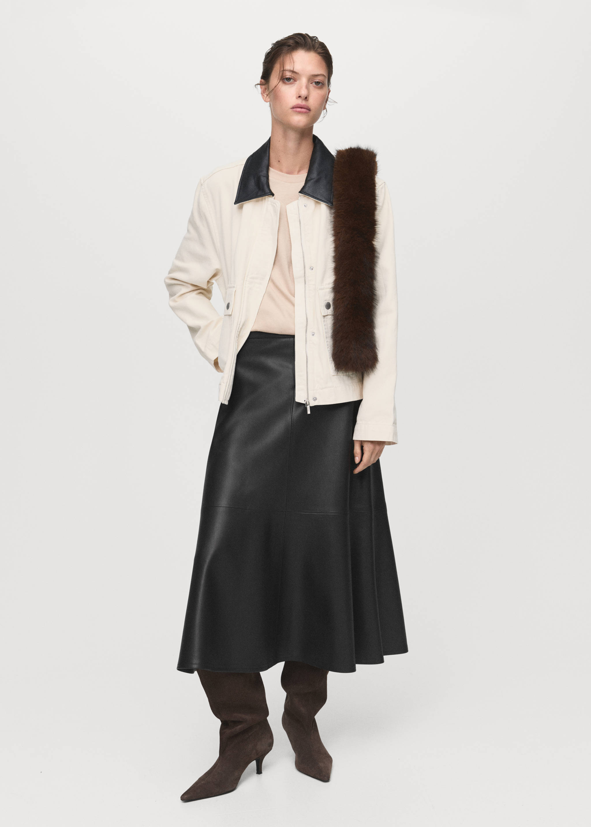 Faux-leather midi-skirt - General plane