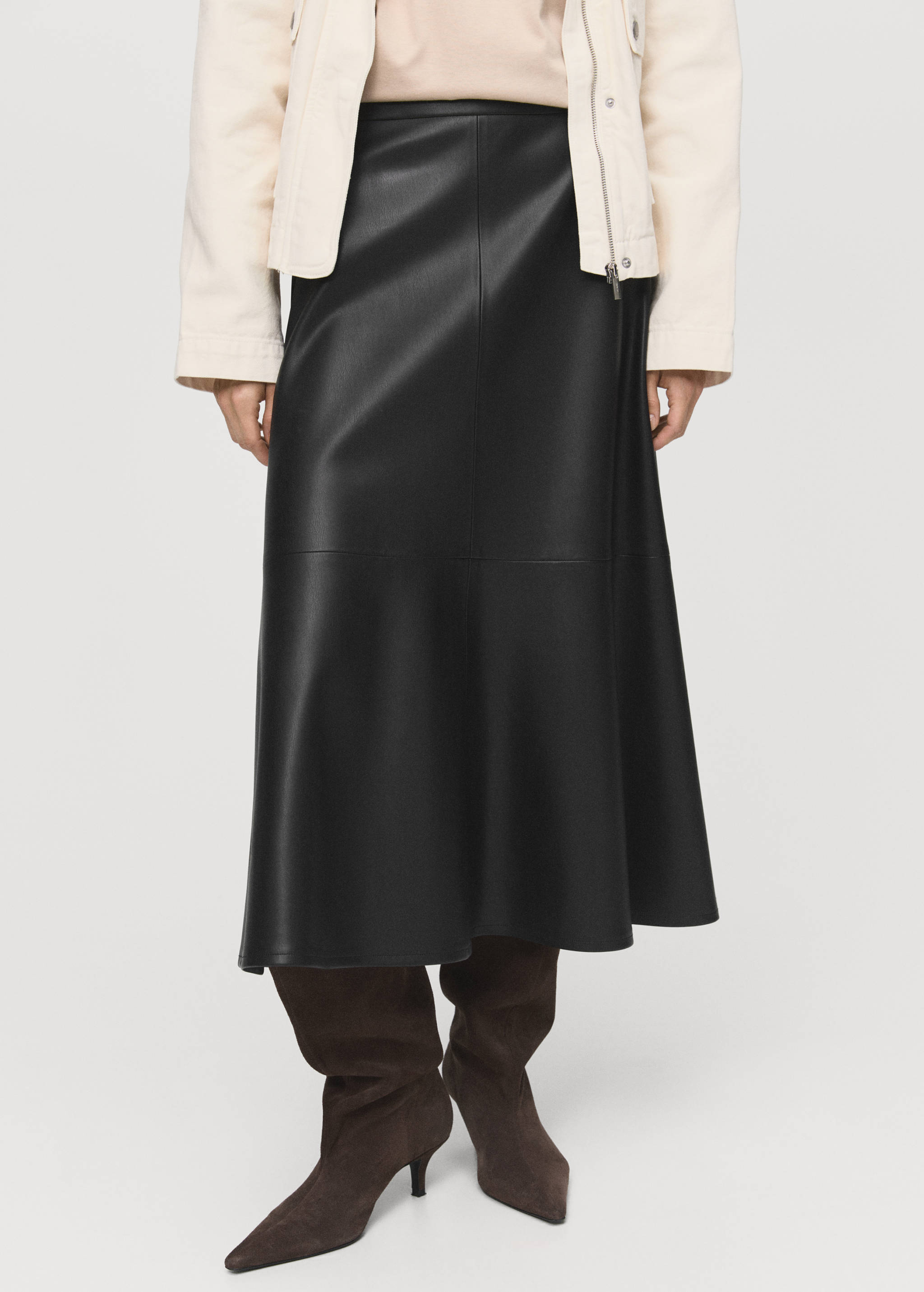 Faux-leather midi-skirt - Medium plane