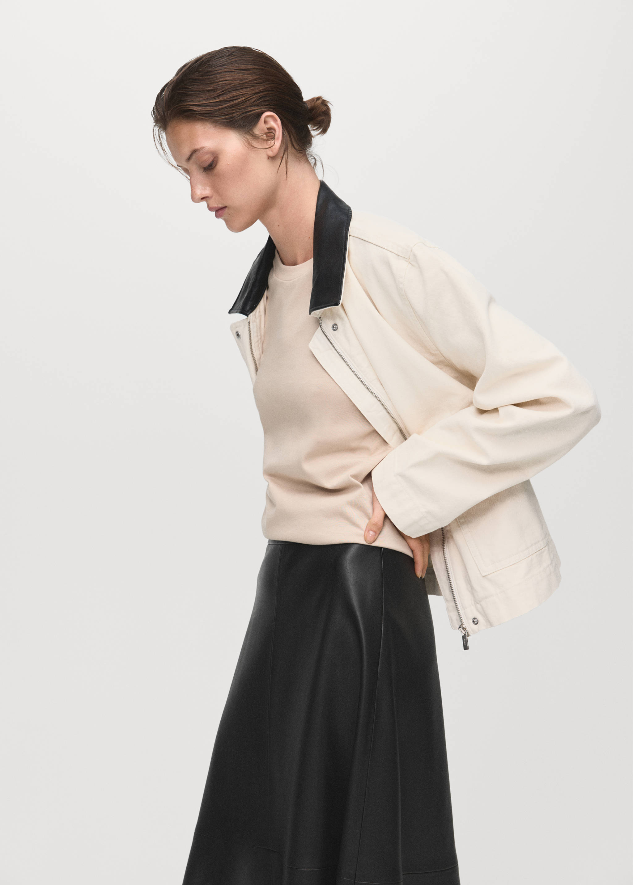 Faux-leather midi-skirt - Details of the article 1
