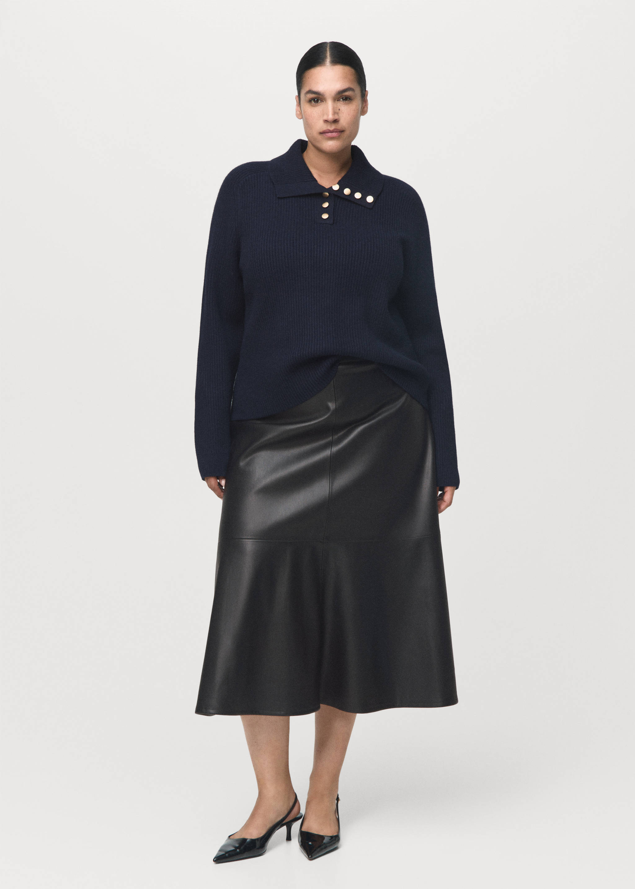 Faux-leather midi-skirt - Details of the article 3
