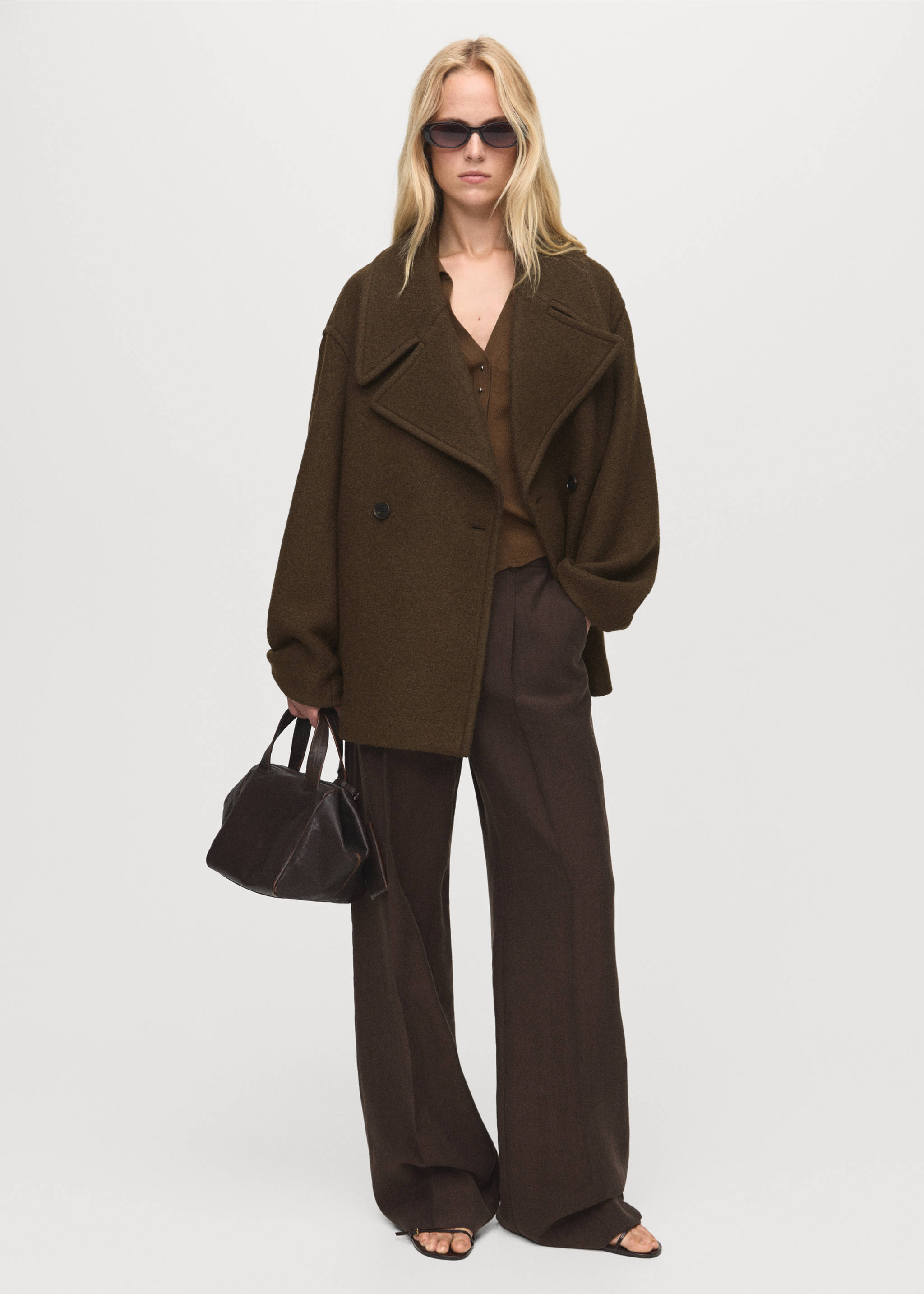 Oversized wool coat with maxi lapels - General plane, Khaki. Ref: 17056724-00.