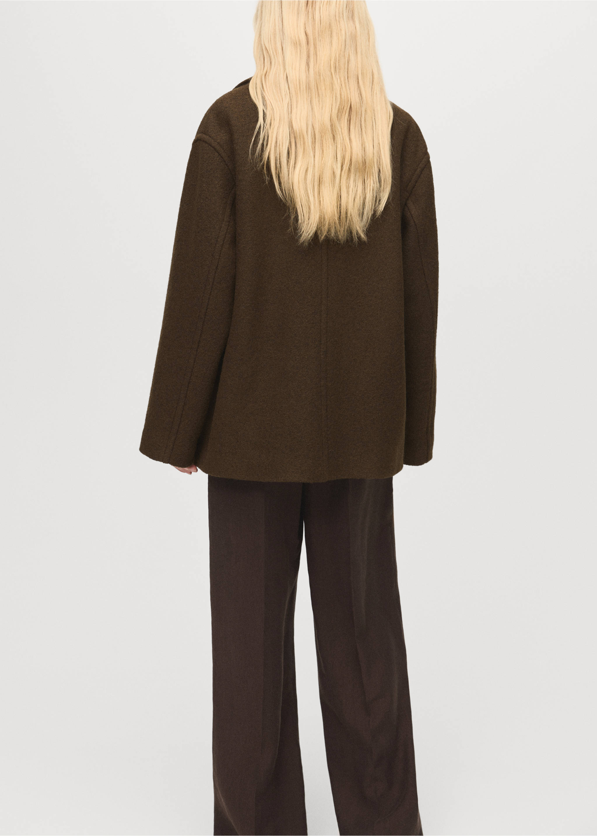 Oversized wool coat with maxi lapels - Reverse of the article, Khaki. Ref: 17056724-00.
