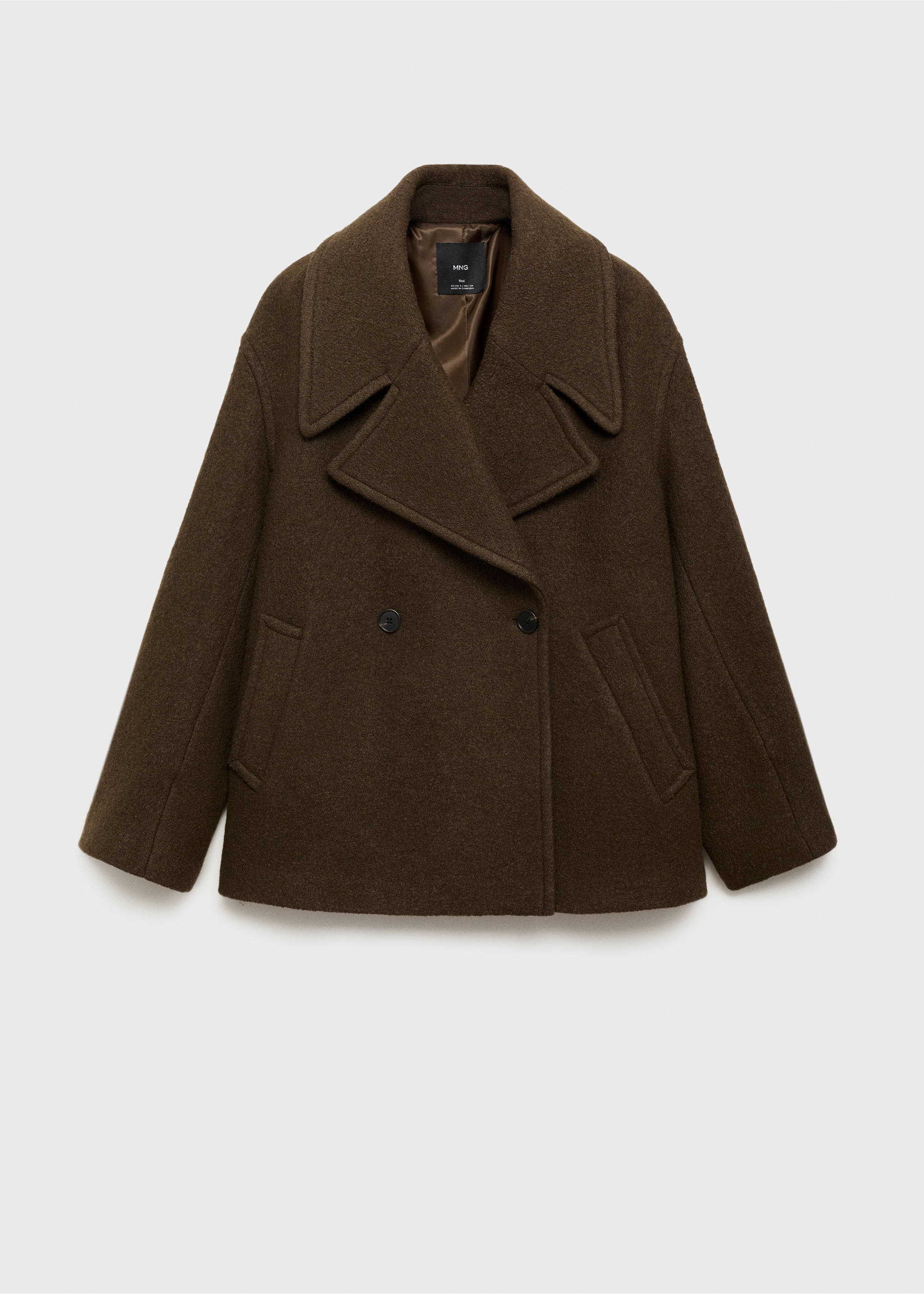 Oversized wool coat with maxi lapels - Article without model, Khaki. Ref: 17056724-00.