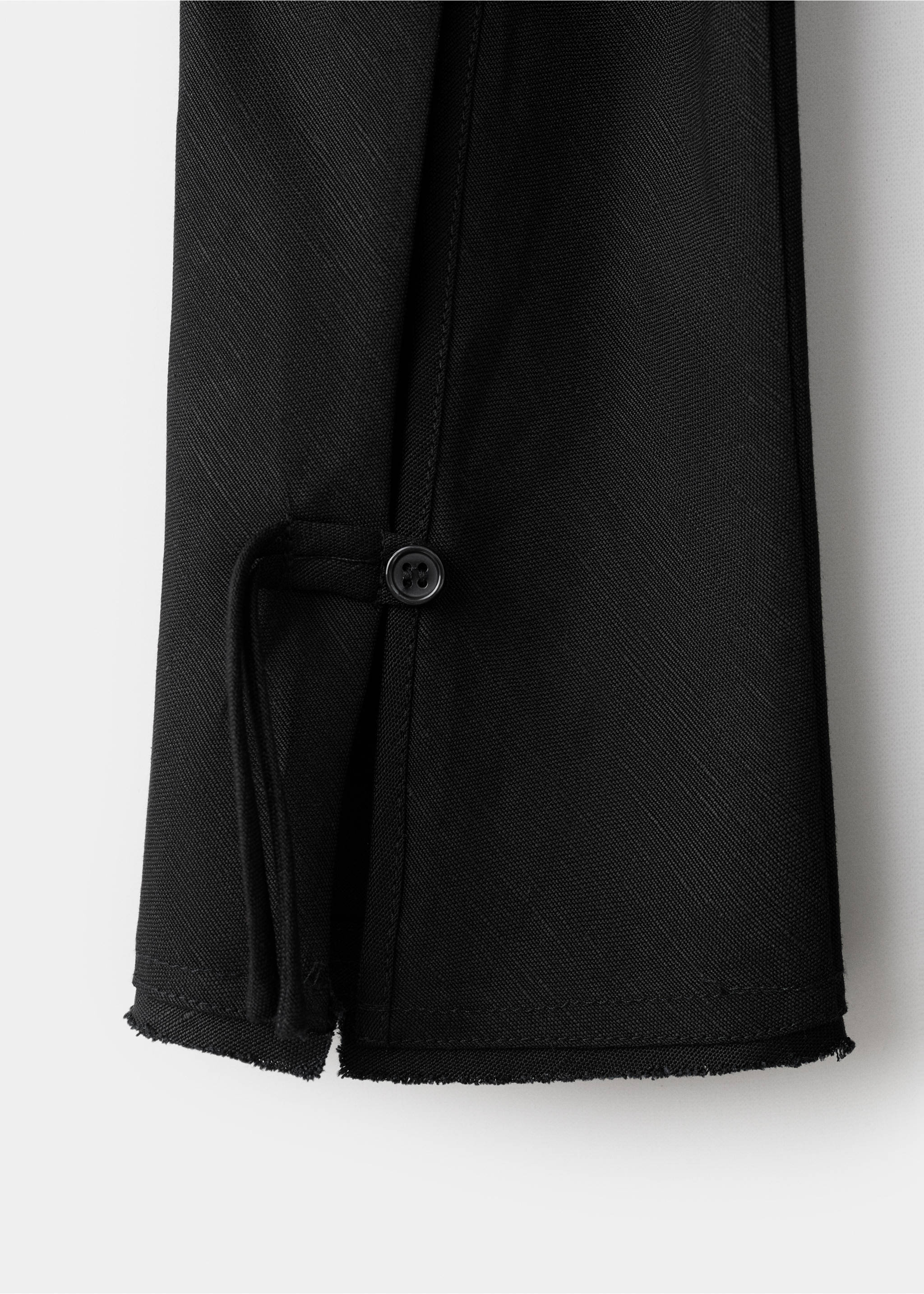 Linen dress with back opening - Details of the article 0, Black. Ref: 17056734-00.