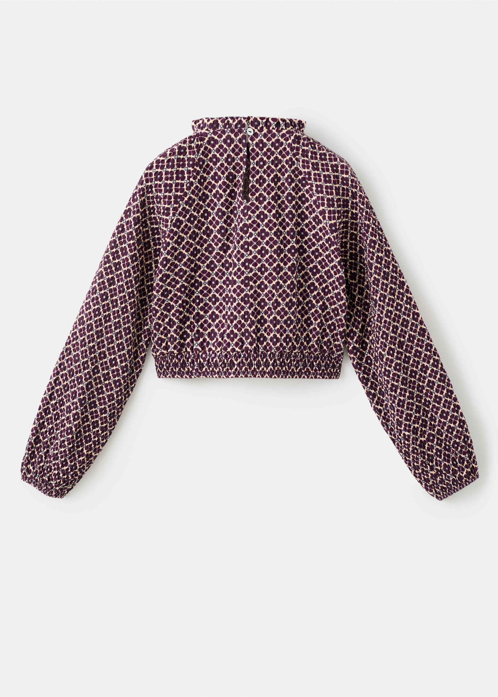 Floral cotton blouse - Reverse of the article, Burgundy. Ref: 17056739-00.