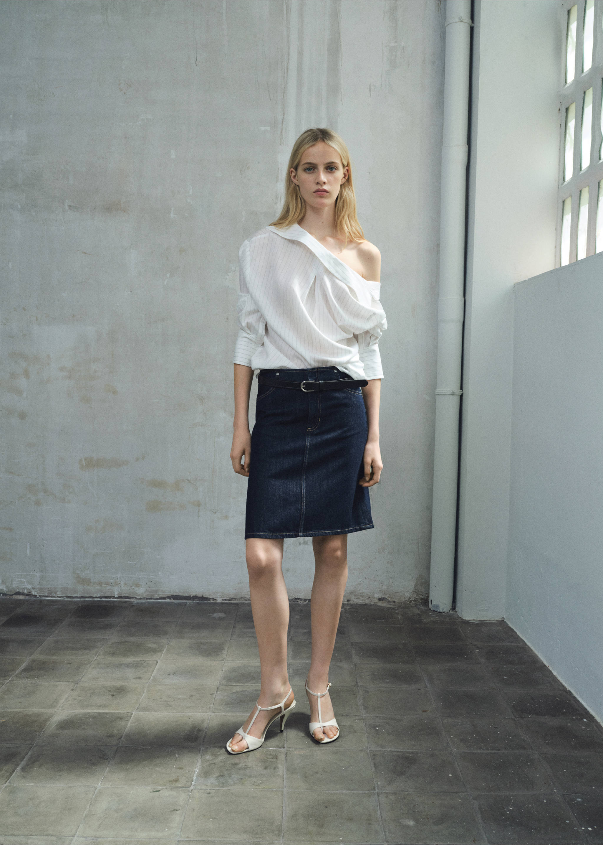 Midi denim skirt - General plane, Open Blue. Ref: 17056744-00.