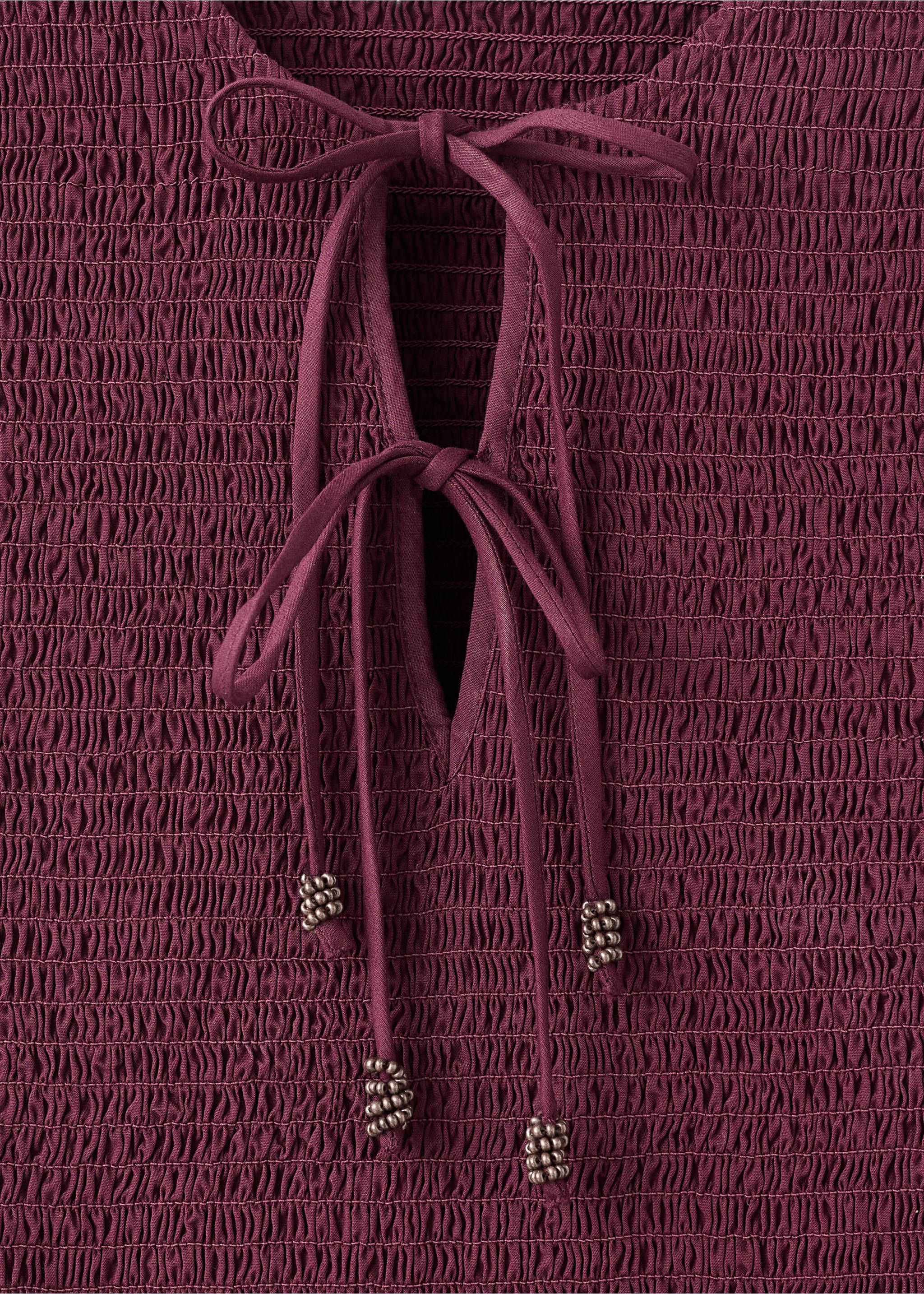 Blouse with gathered bows - Details of the article 8, Purple. Ref: 17057123-00.
