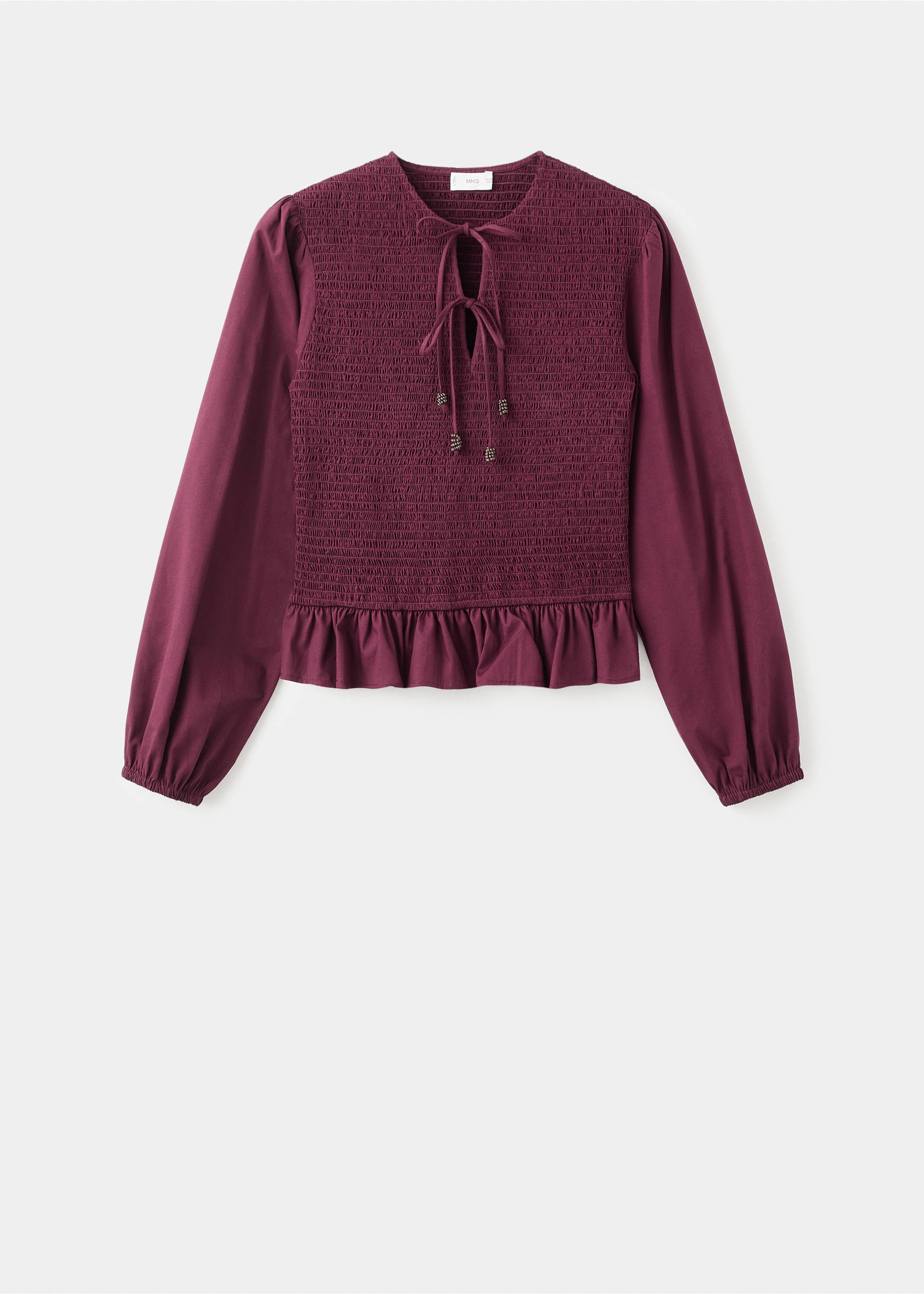 Blouse with gathered bows - Article without model, Purple. Ref: 17057123-00.