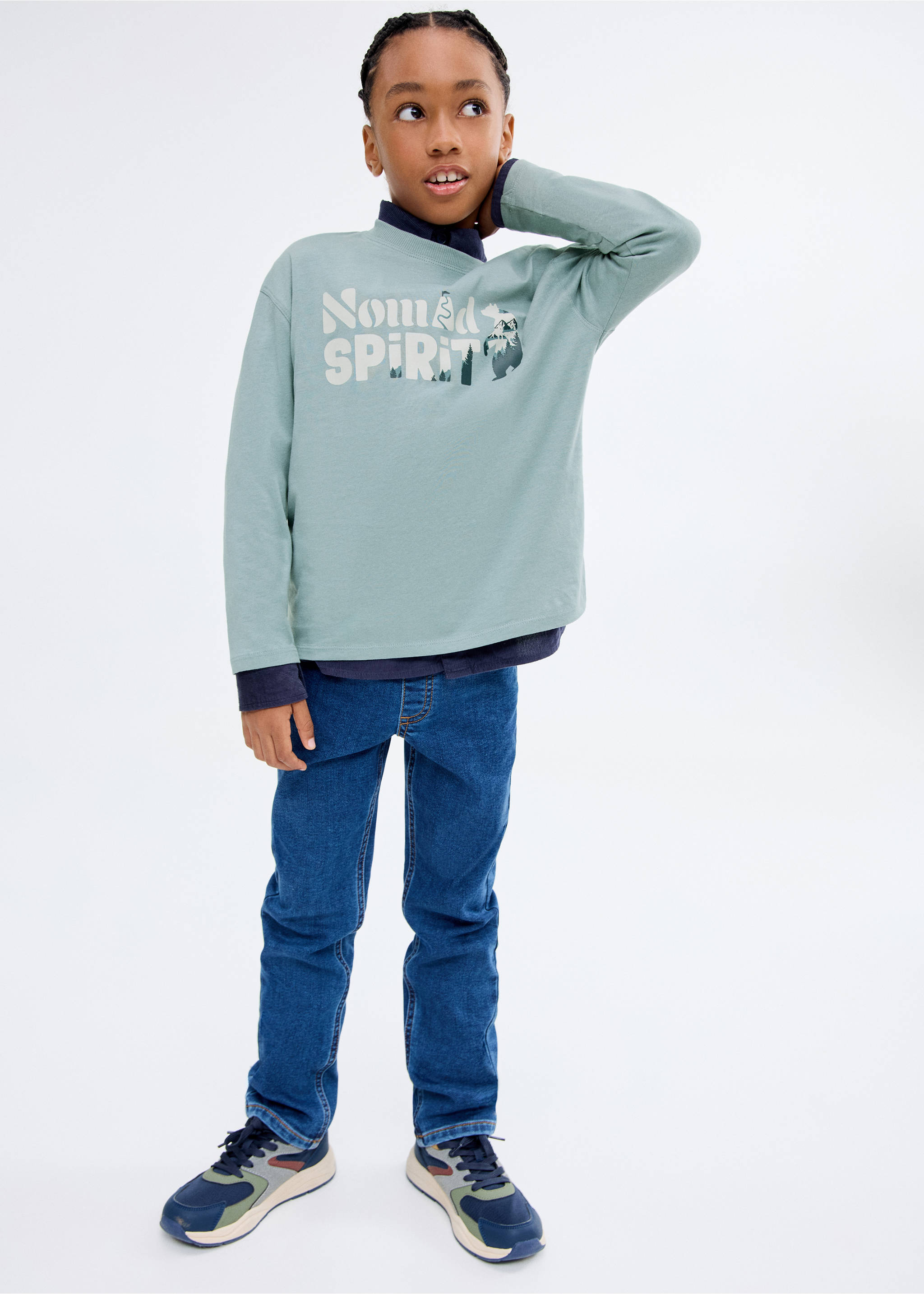 Printed cotton-blend T-shirt - General plane, Aqua Green. Ref: 17057128-00.