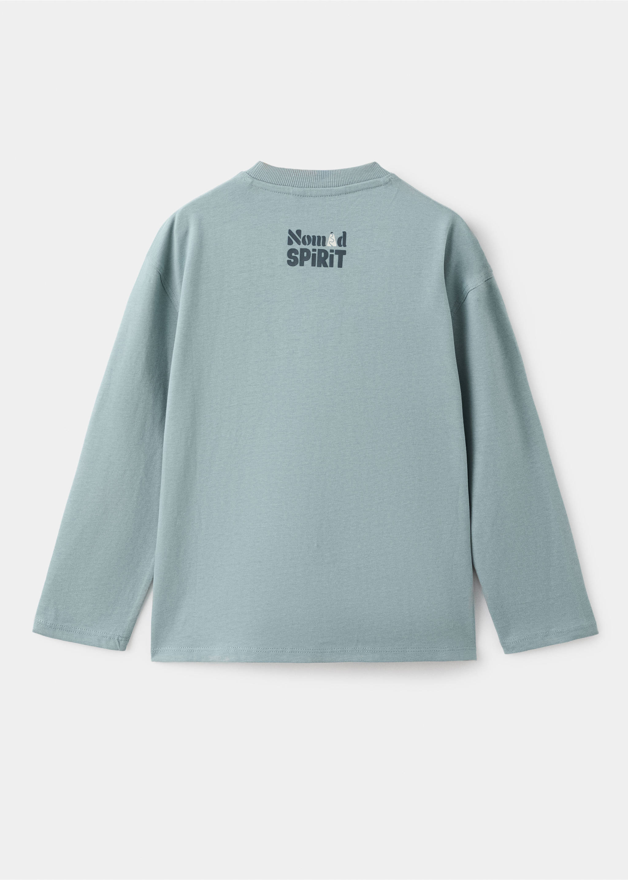 Printed cotton-blend T-shirt - Reverse of the article, Aqua Green. Ref: 17057128-00.