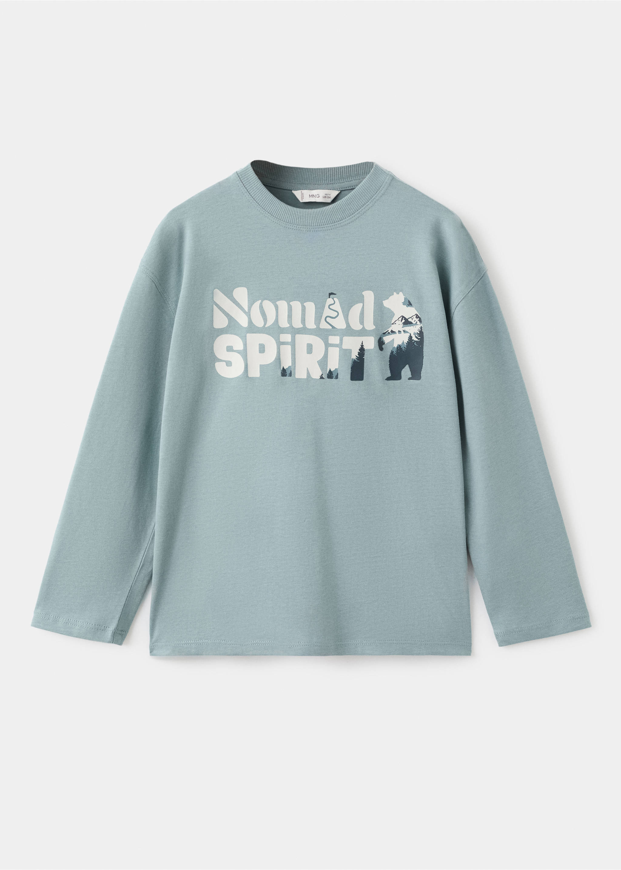 Printed cotton-blend T-shirt - Article without model, Aqua Green. Ref: 17057128-00.