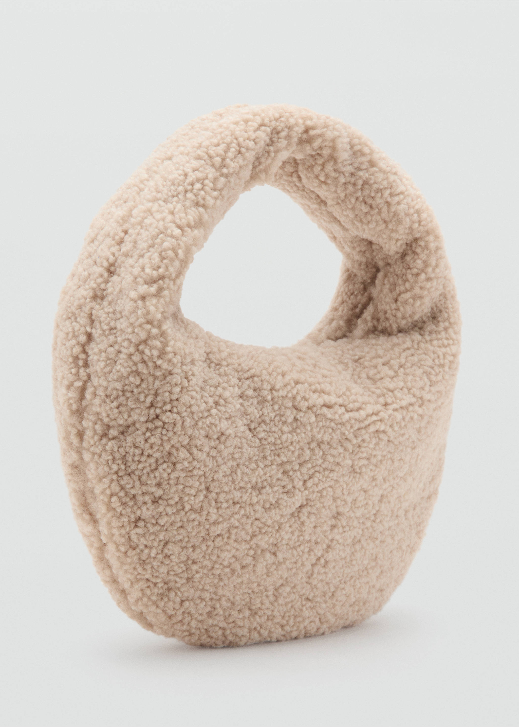 Shearling-effect textured bag - Medium plane, Off White. Ref: 17057129-00.