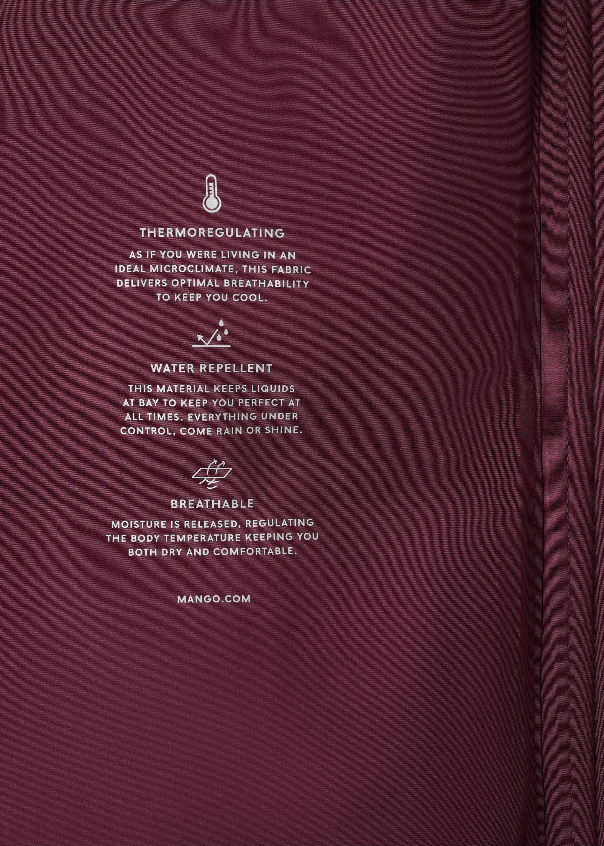 Long padded anorak with hood - Details of the article 0, Maroon. Ref: 17057131-00.