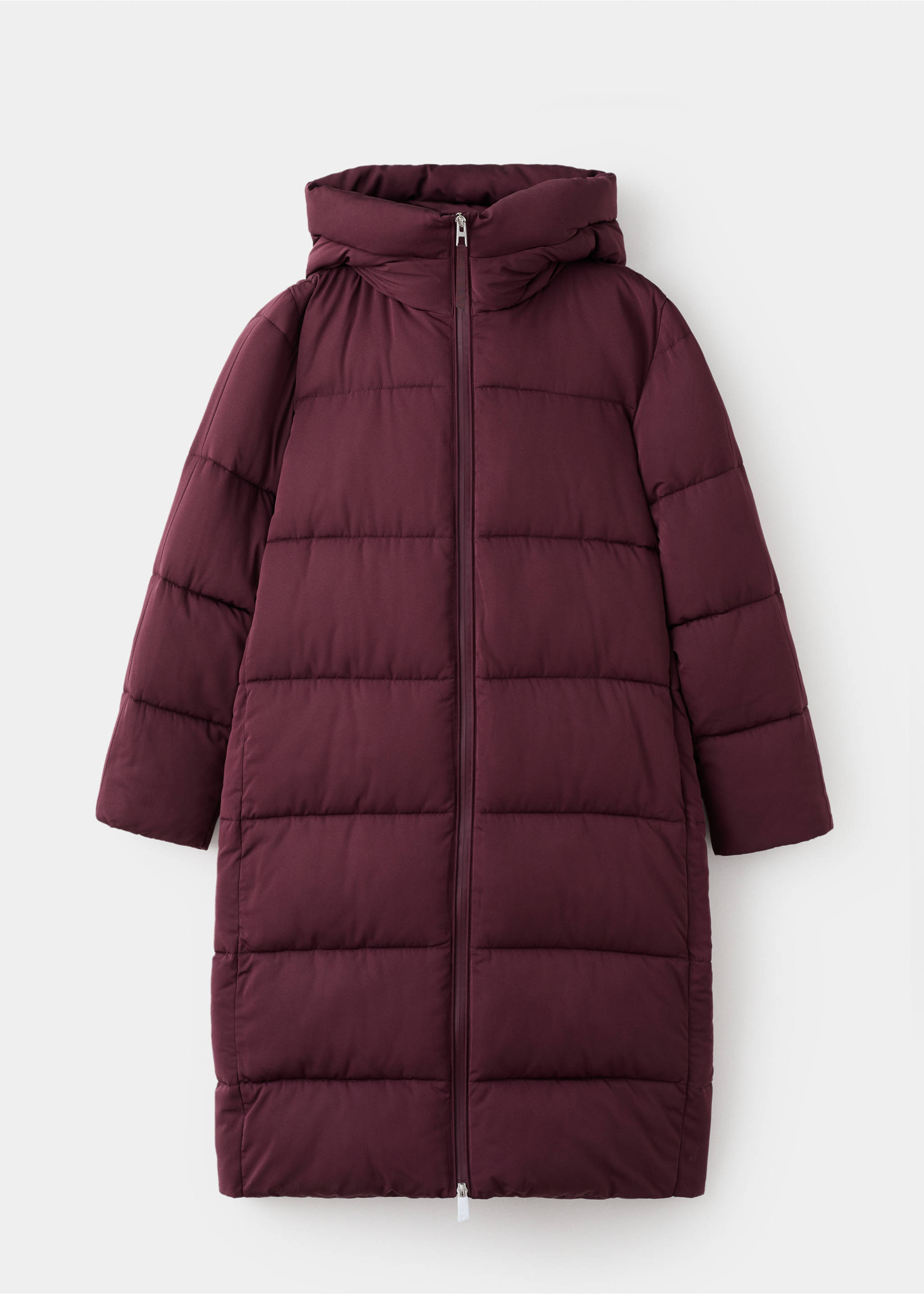 Long padded anorak with hood - Article without model, Maroon. Ref: 17057131-00.