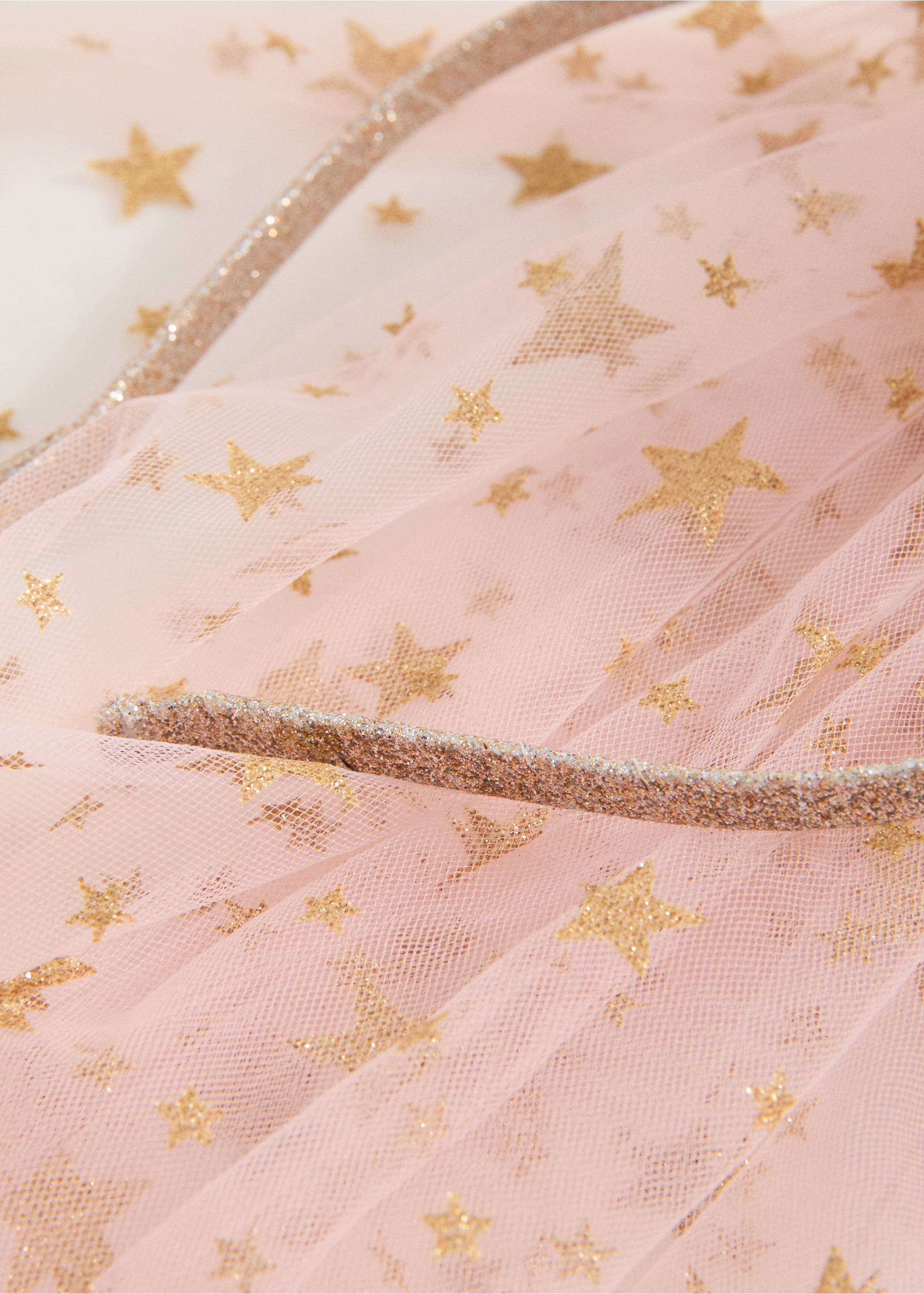 Tulle headband with glitter star - Medium plane, Pale Pink. Ref: 17057132-00.