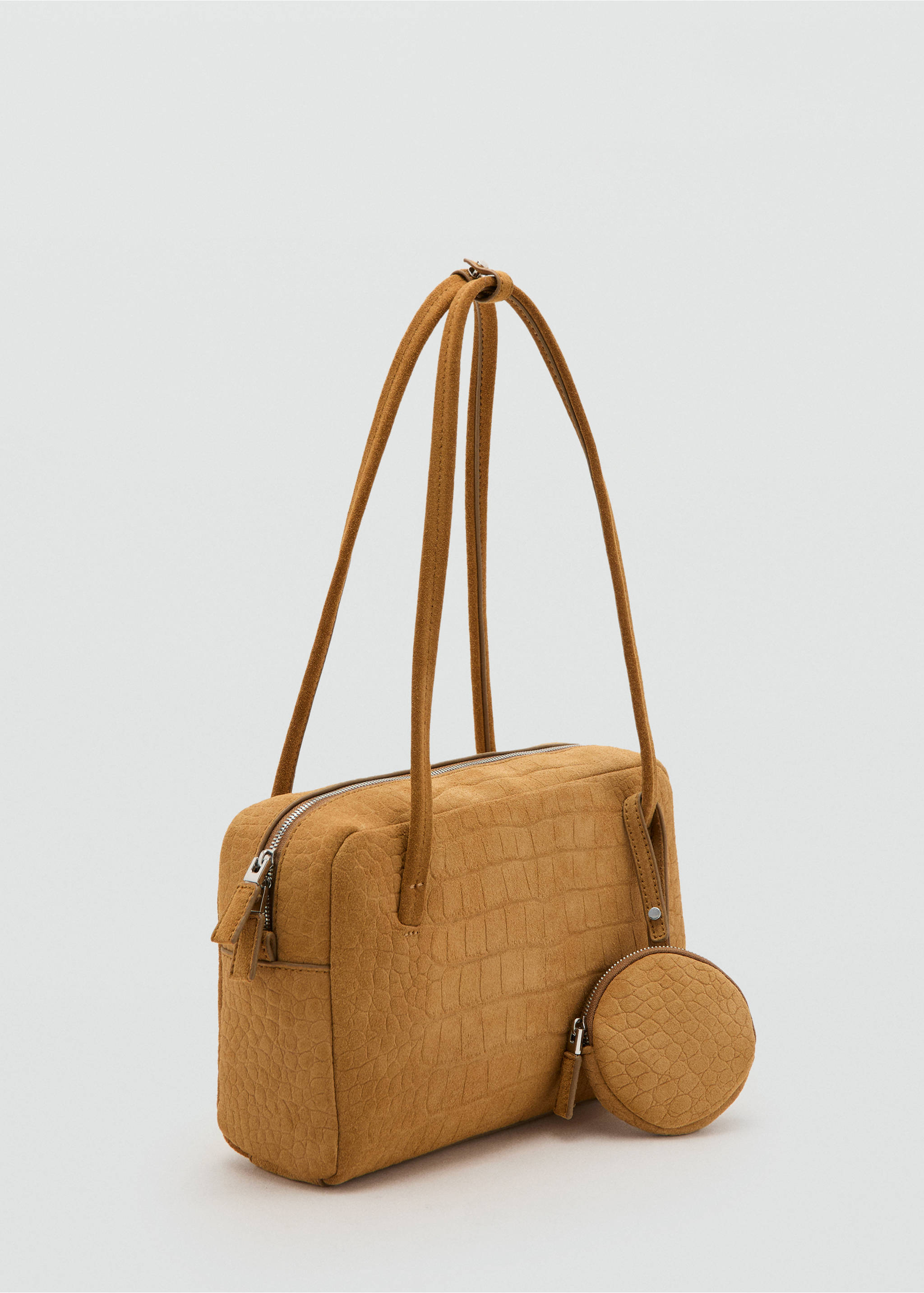 Small suede bowling handbag - Medium plane, Ochre. Ref: 17057139-00.