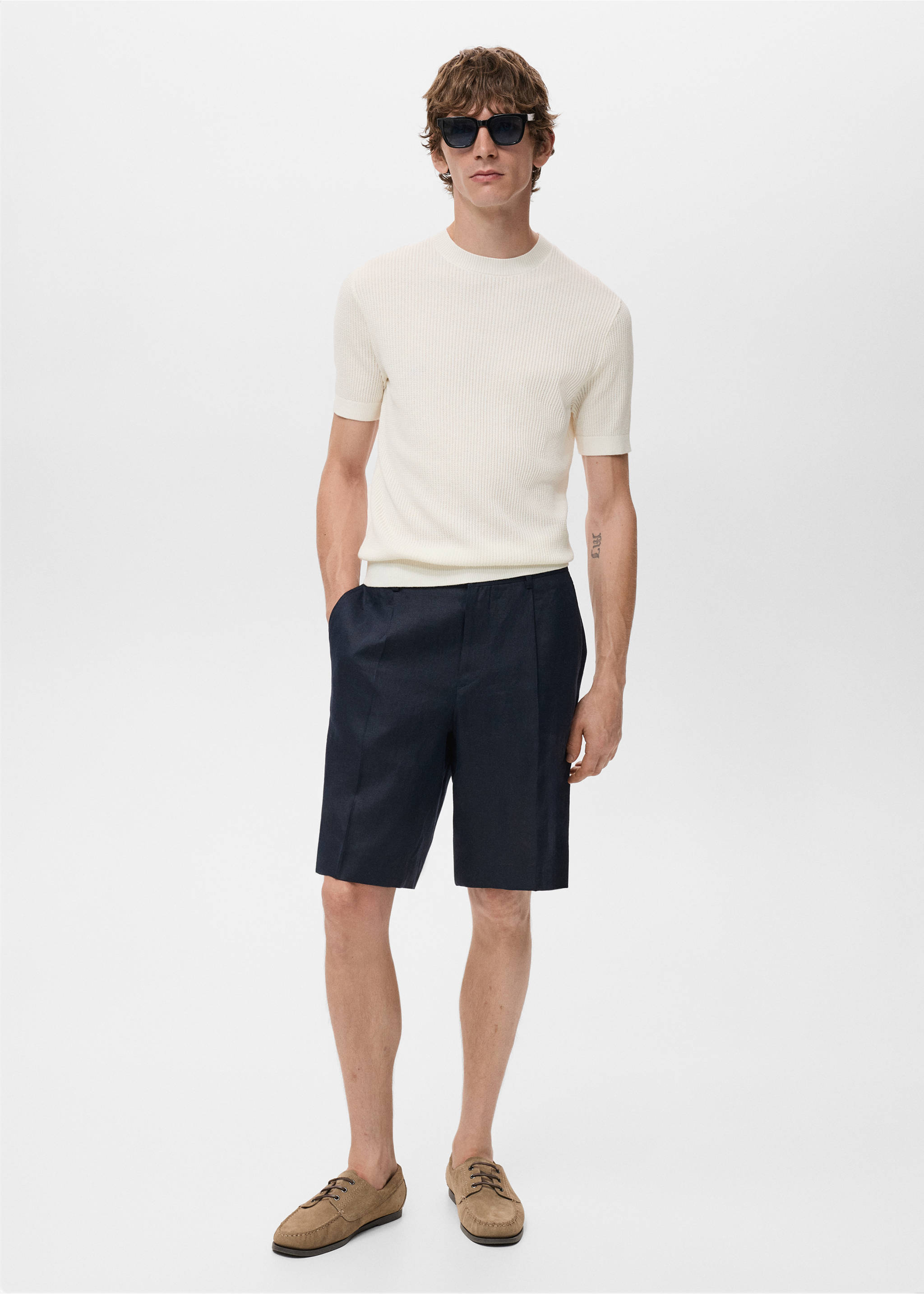 Ribbed  knit t-shirt - General plane, Off White. Ref: 17057762-00.