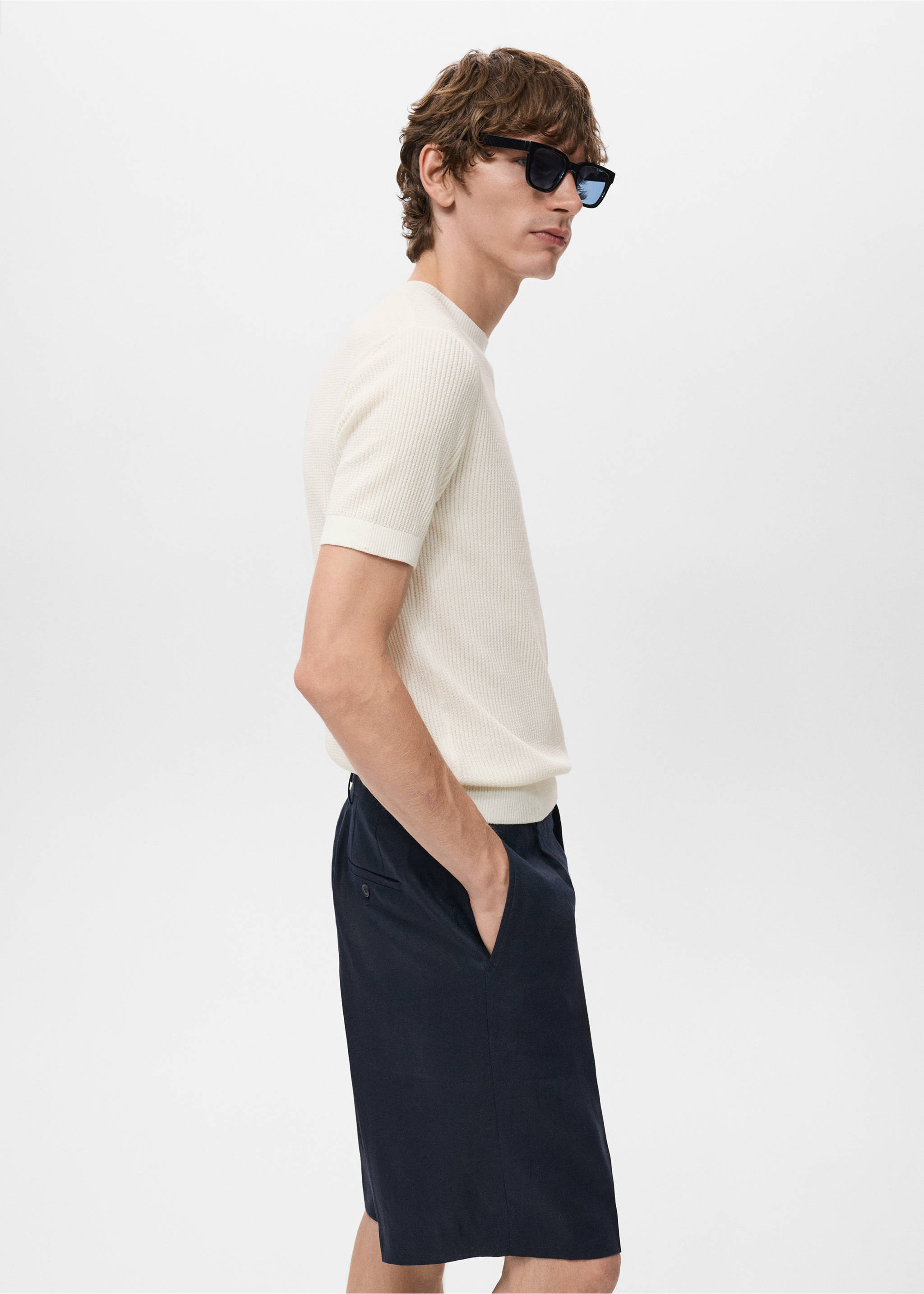 Ribbed  knit t-shirt - Details of the article 2, Off White. Ref: 17057762-00.