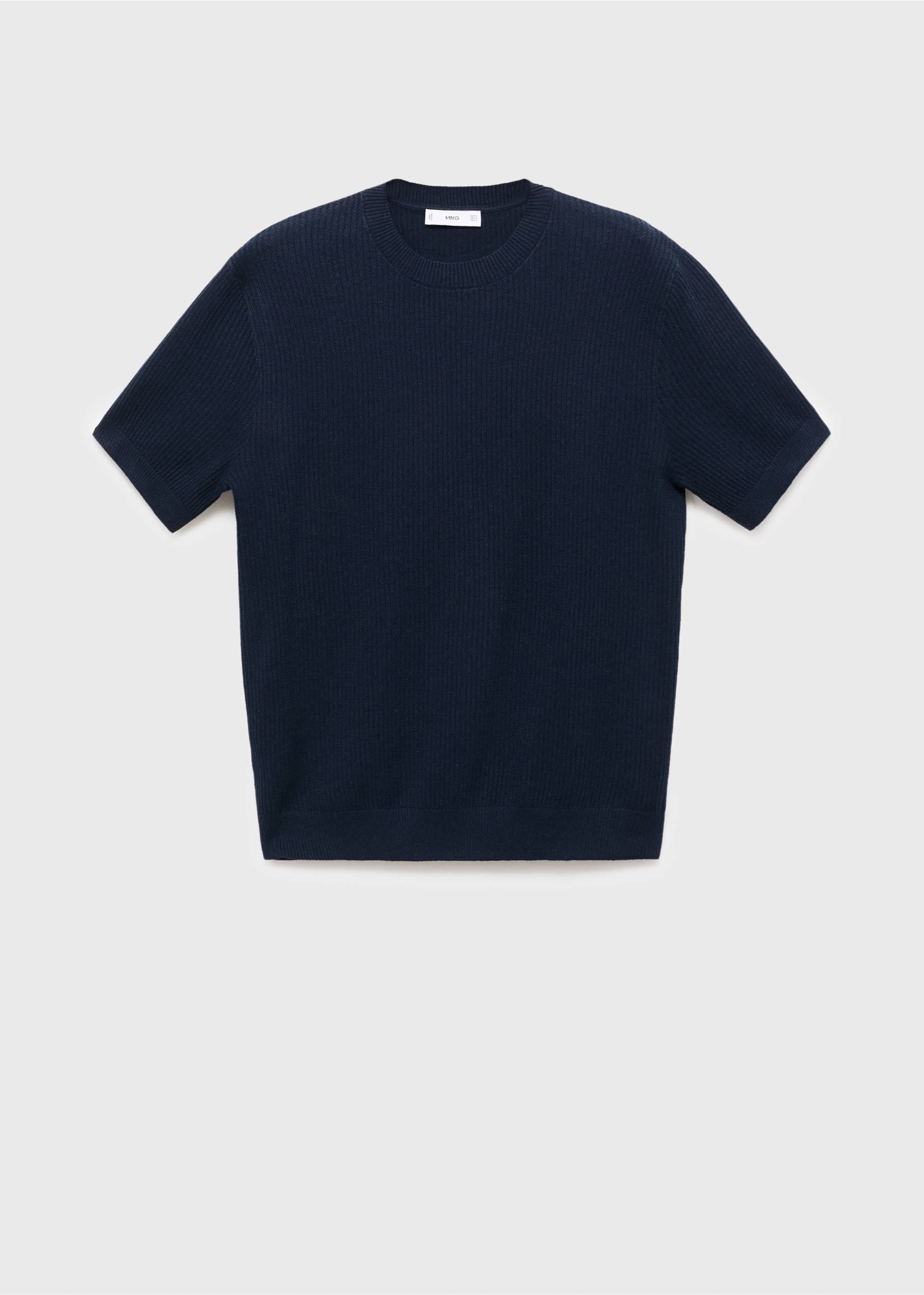 Ribbed  knit t-shirt - Article without model, Navy. Ref: 17057762-00.