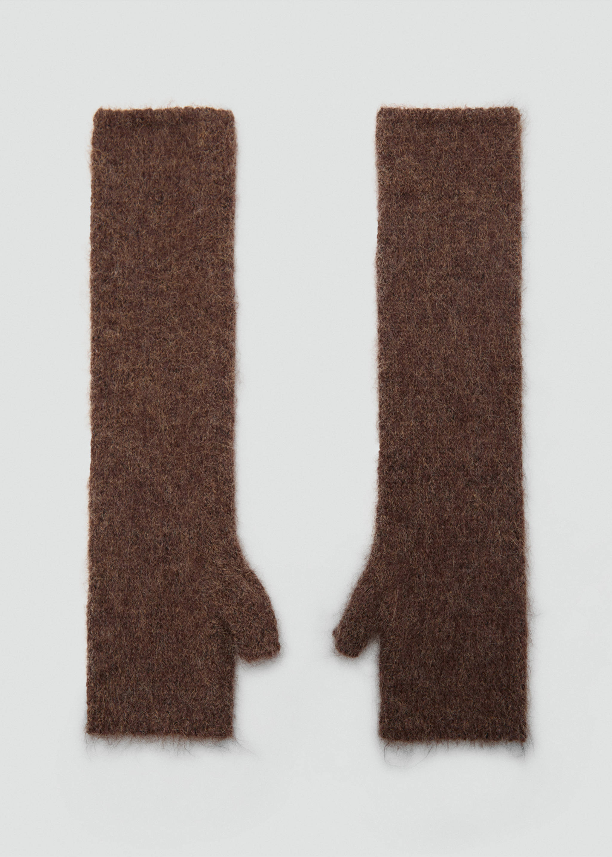 Long knitted mittens - Article without model, Brown. Ref: 17057765-00.