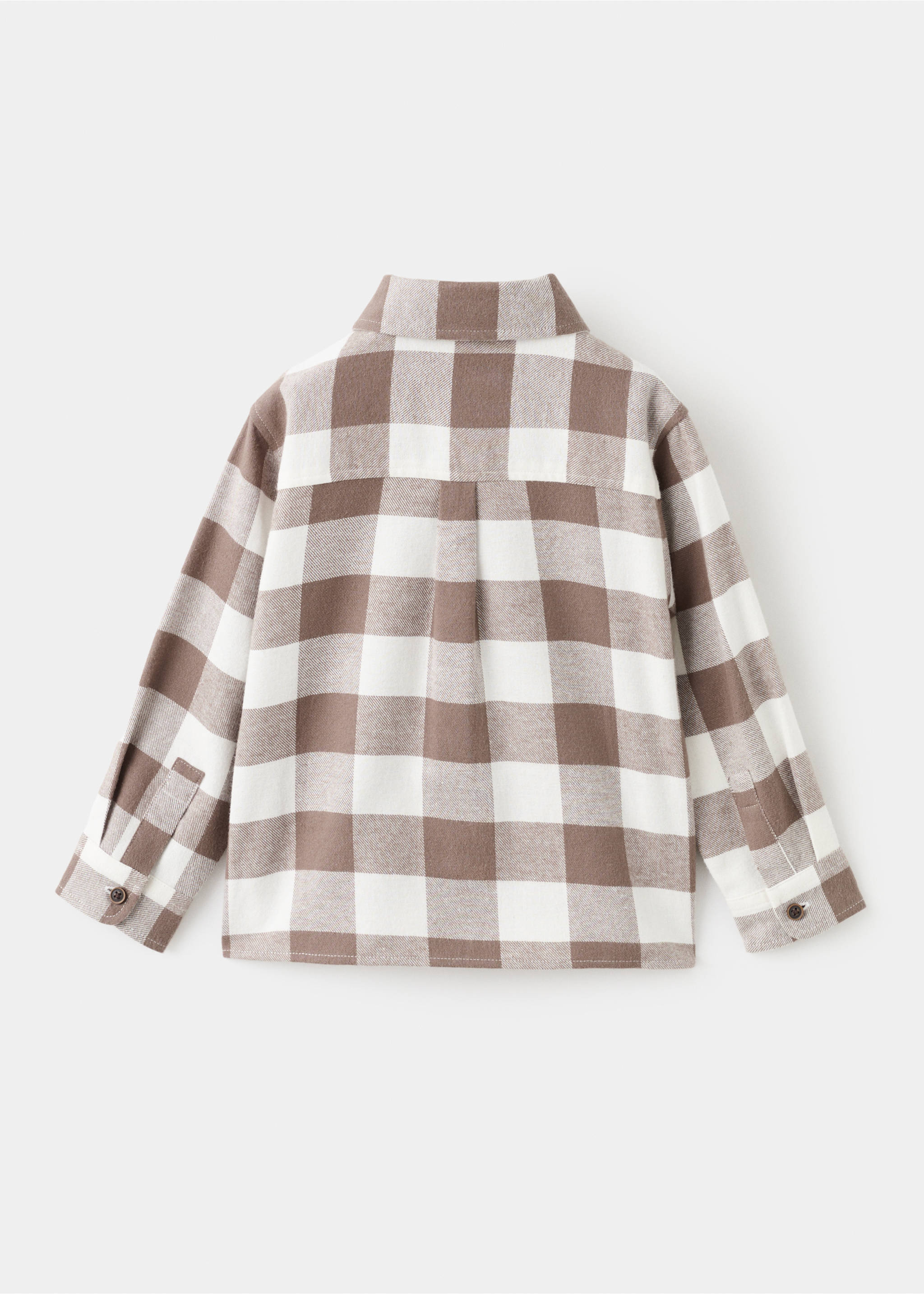 Cotton check shirt - Reverse of the article, Medium Brown. Ref: 17057766-00.
