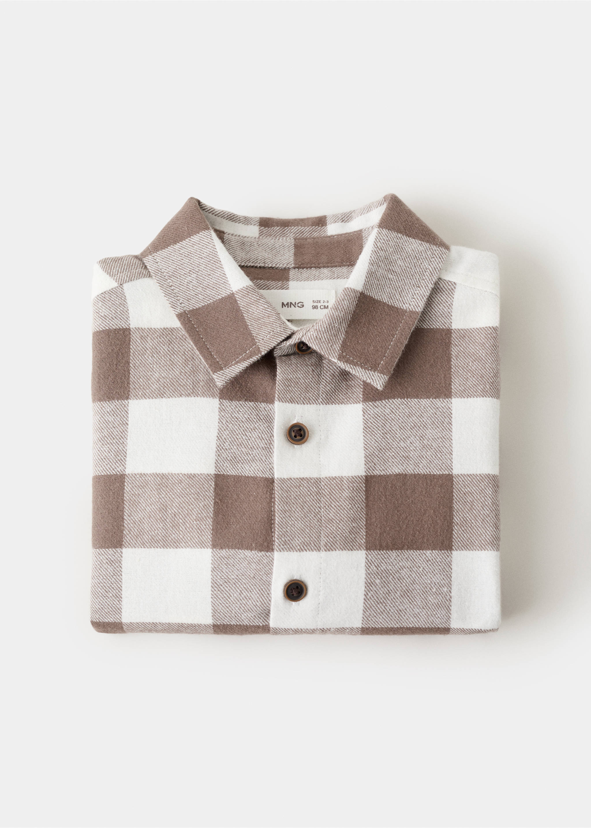 Cotton check shirt - Details of the article 0, Medium Brown. Ref: 17057766-00.